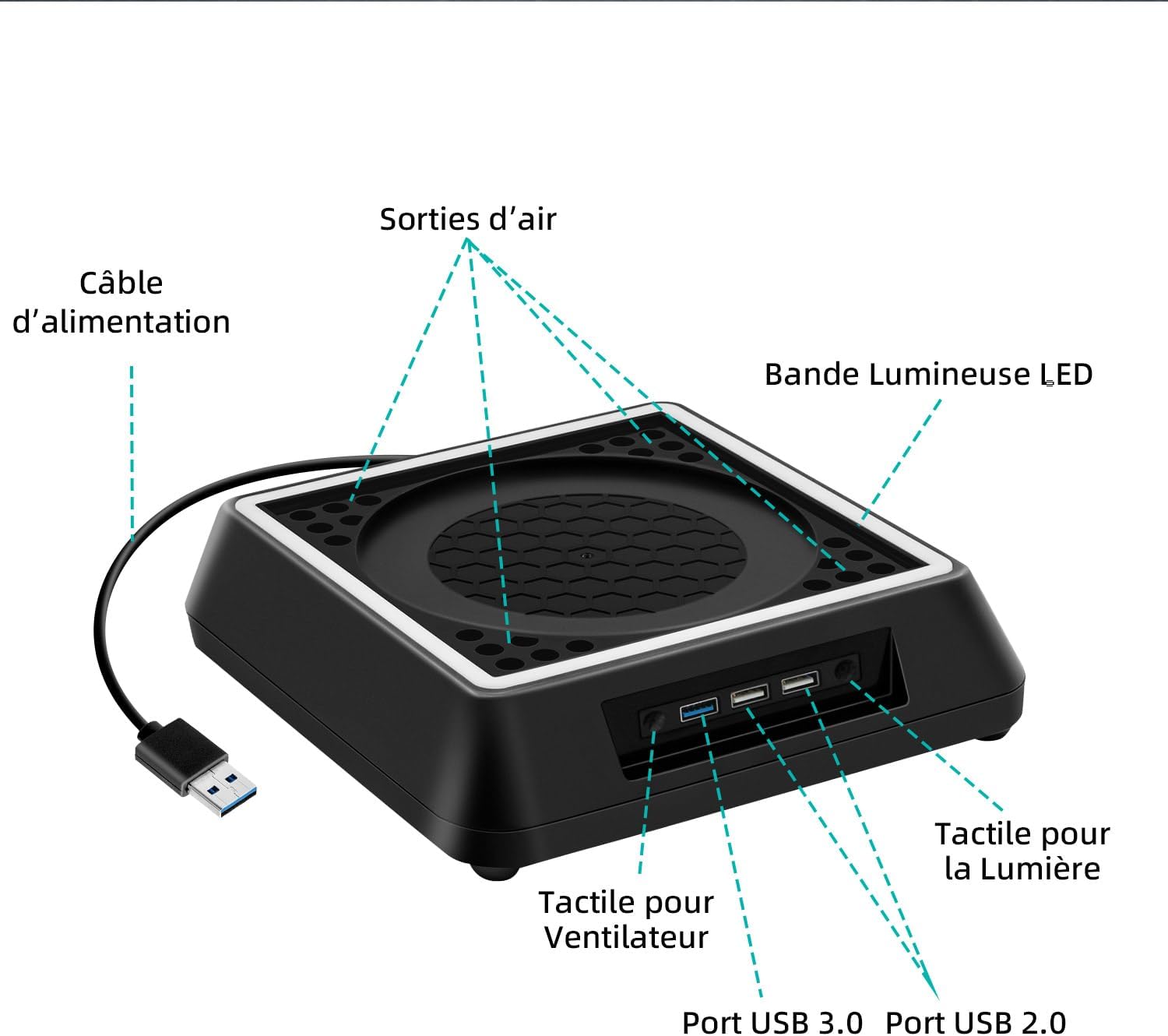 Thumbnail 2 de Mcbazel support de refroidissement pour Xbox Series X avec lumière RVB et ports USB