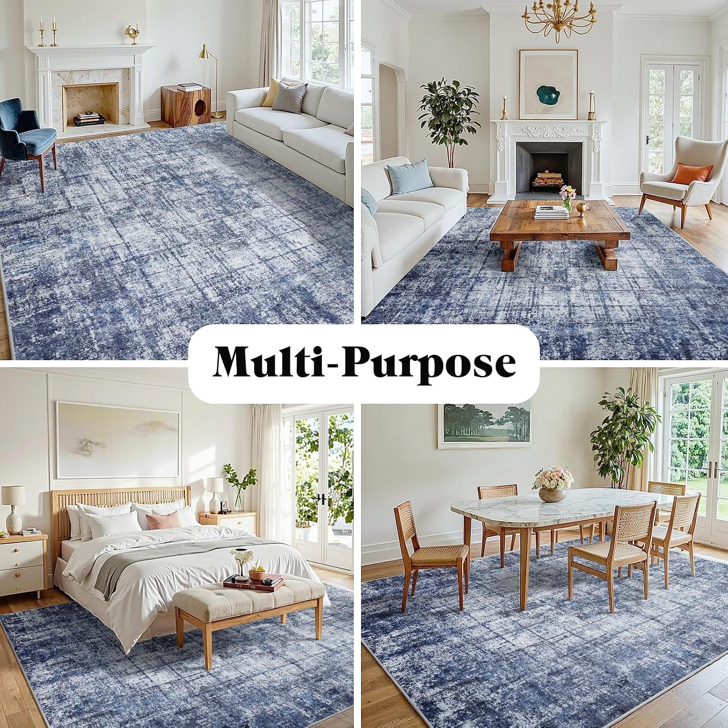 Detalle de 8x10 Washable Area Rug Navy Light Gray