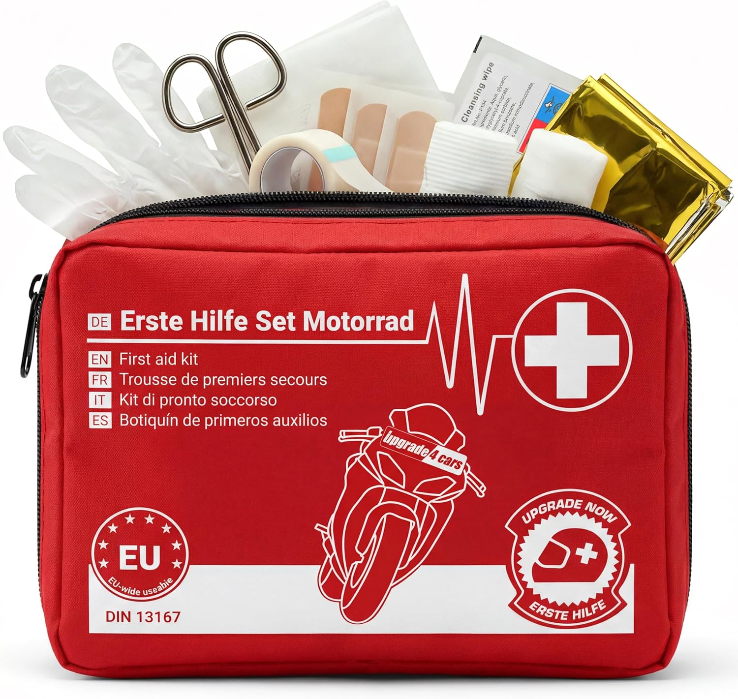 Detalle de Upgrade4cars Kit Primo Soccorso Moto 2026 DIN 13167 – Omologato per viaggiare in Europa