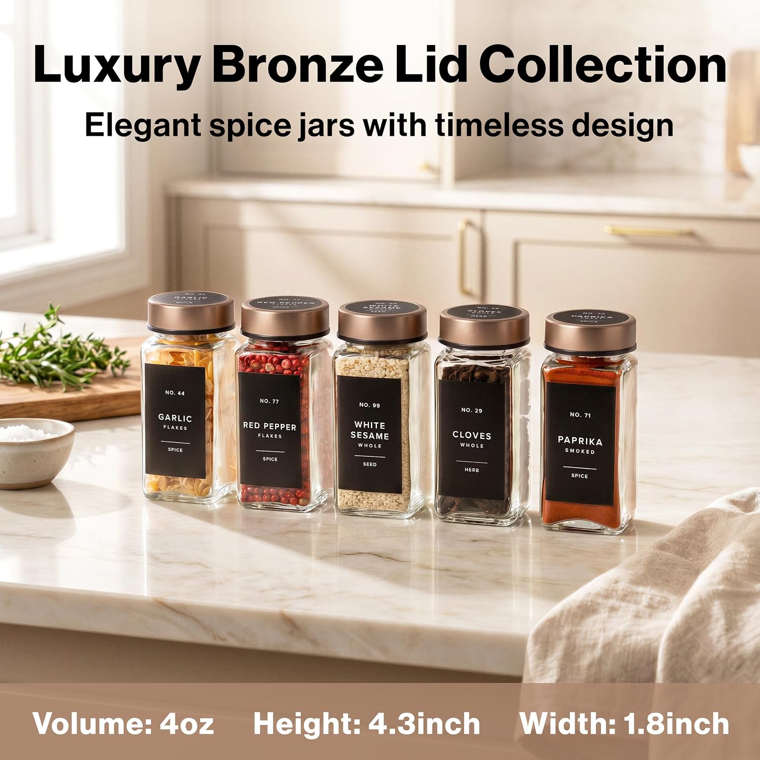Detalle 2 de EDELHAUS Glass Spice Jars, 4 oz