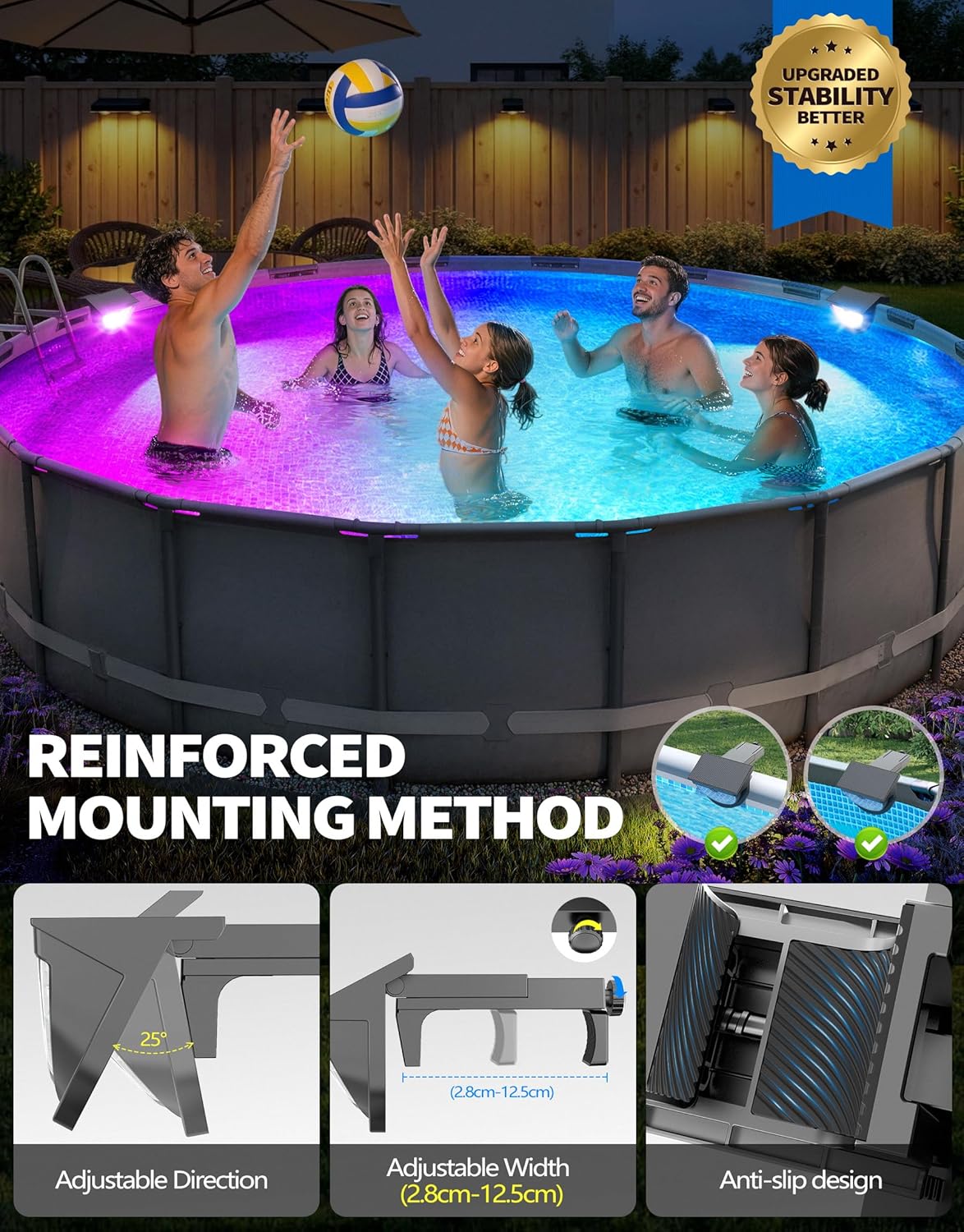 Thumbnail 3 de DeeprBetter 2026 Amélioré Lumière Piscine Hors Sol Solaire – LED RGB IP68, 10 Modes, sans fil