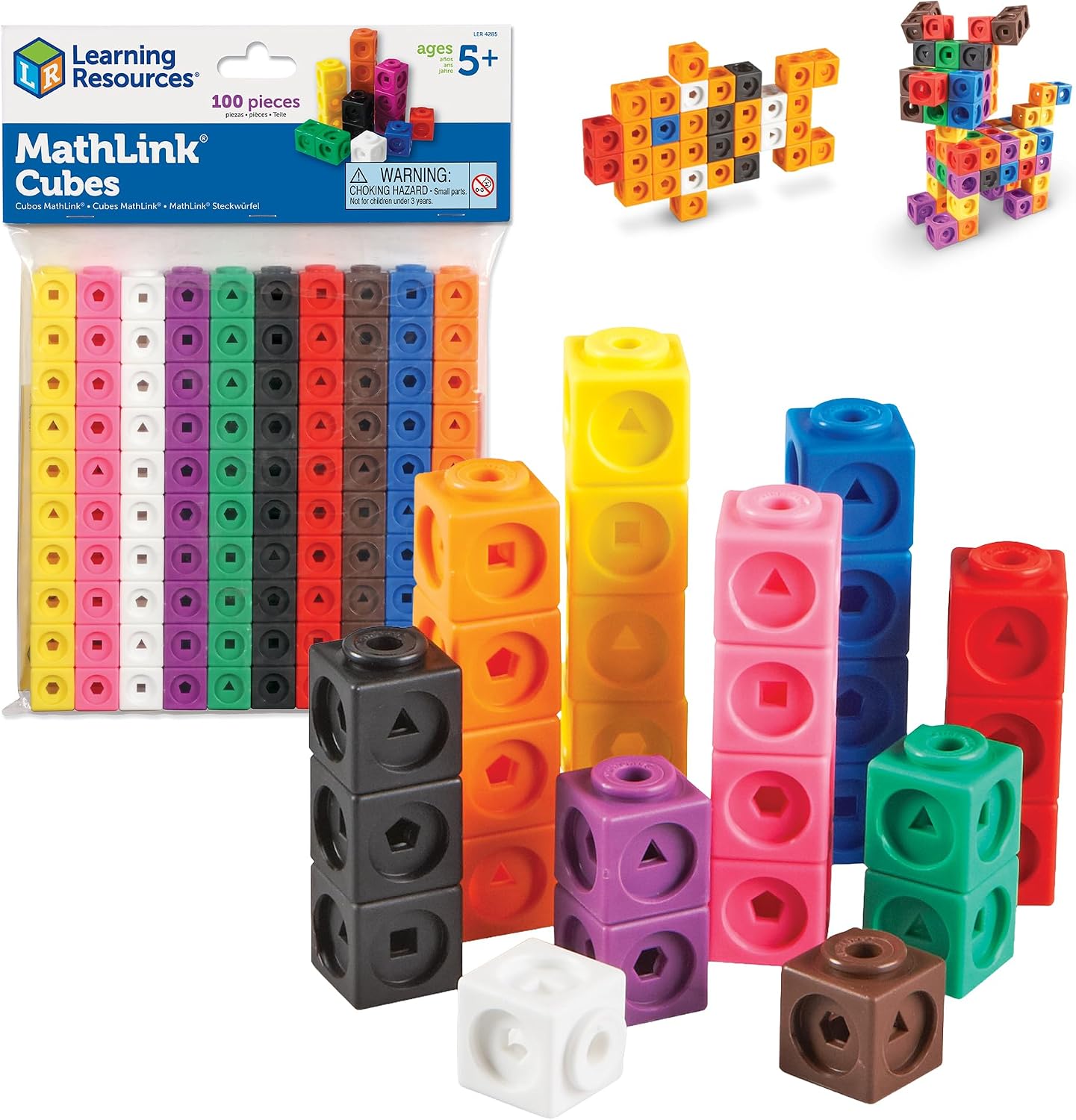 Detalle de Learning Resources MathLink Cubes - Set of 100 Cubes for Early Math & STEM