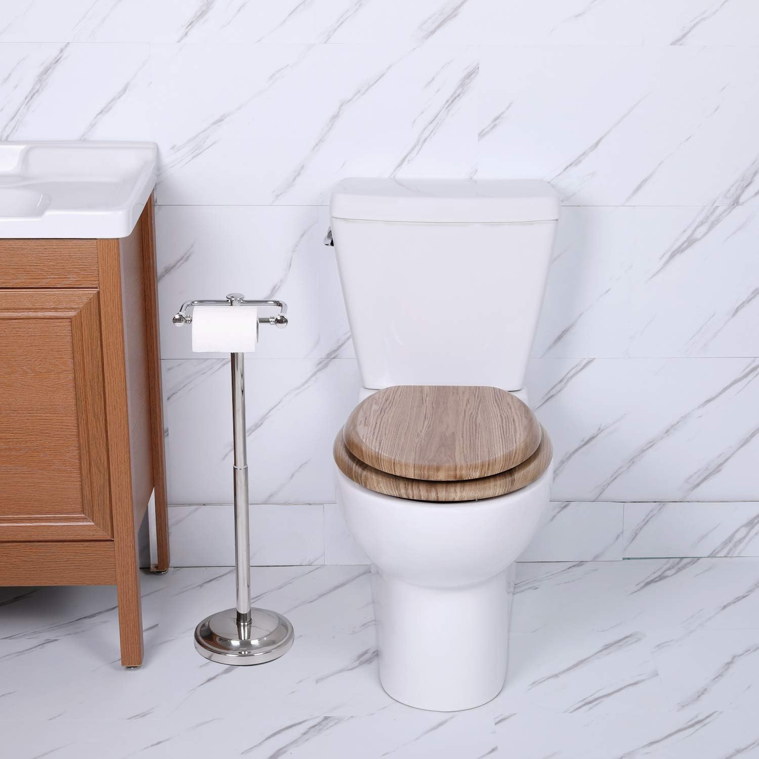 Thumbnail 6 de Angel Shield Antibacterial Wooden Toilet Seat 45x37cm