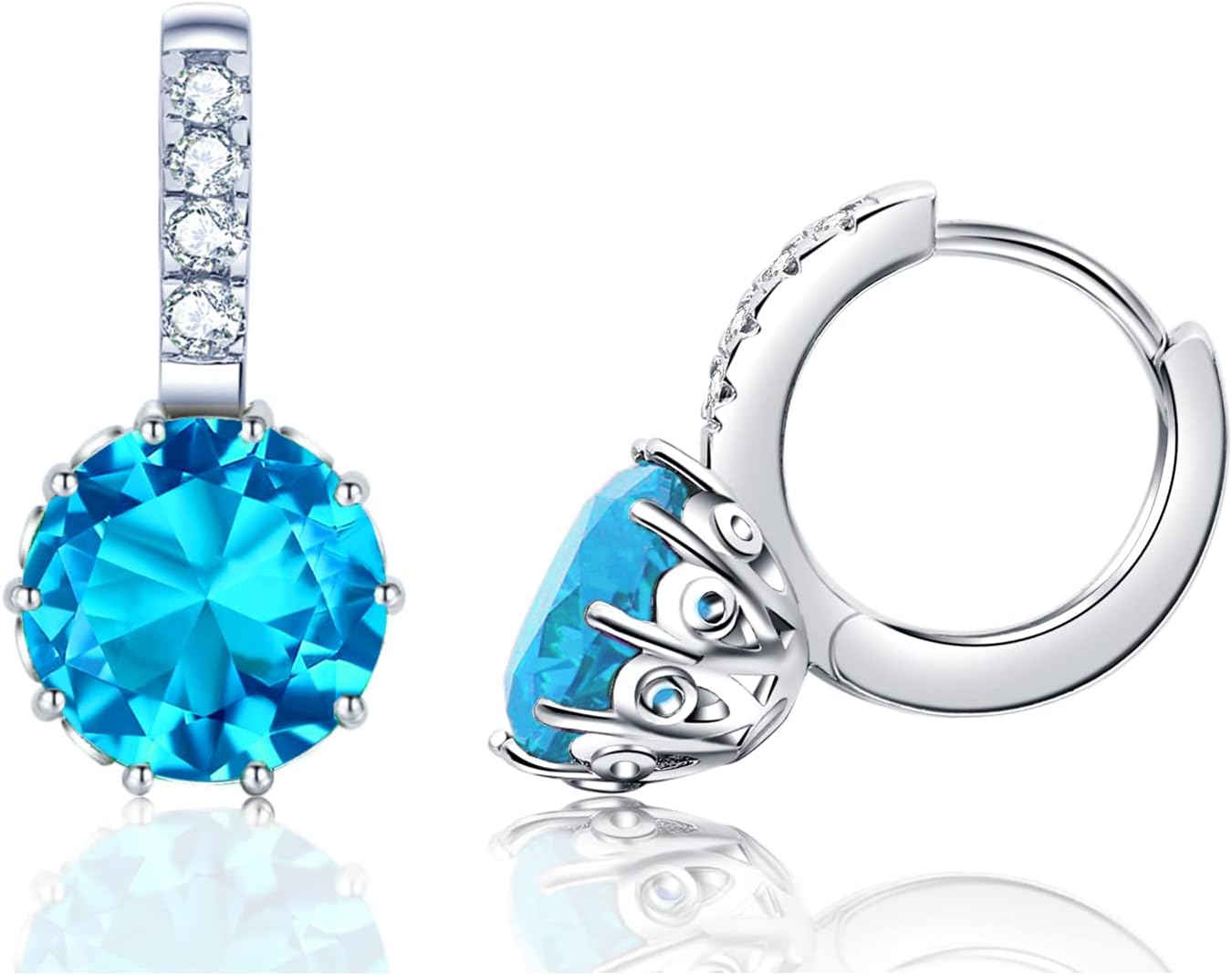 Detalle de VONSSY Gemstone Drop Dangle Earrings 18k plated