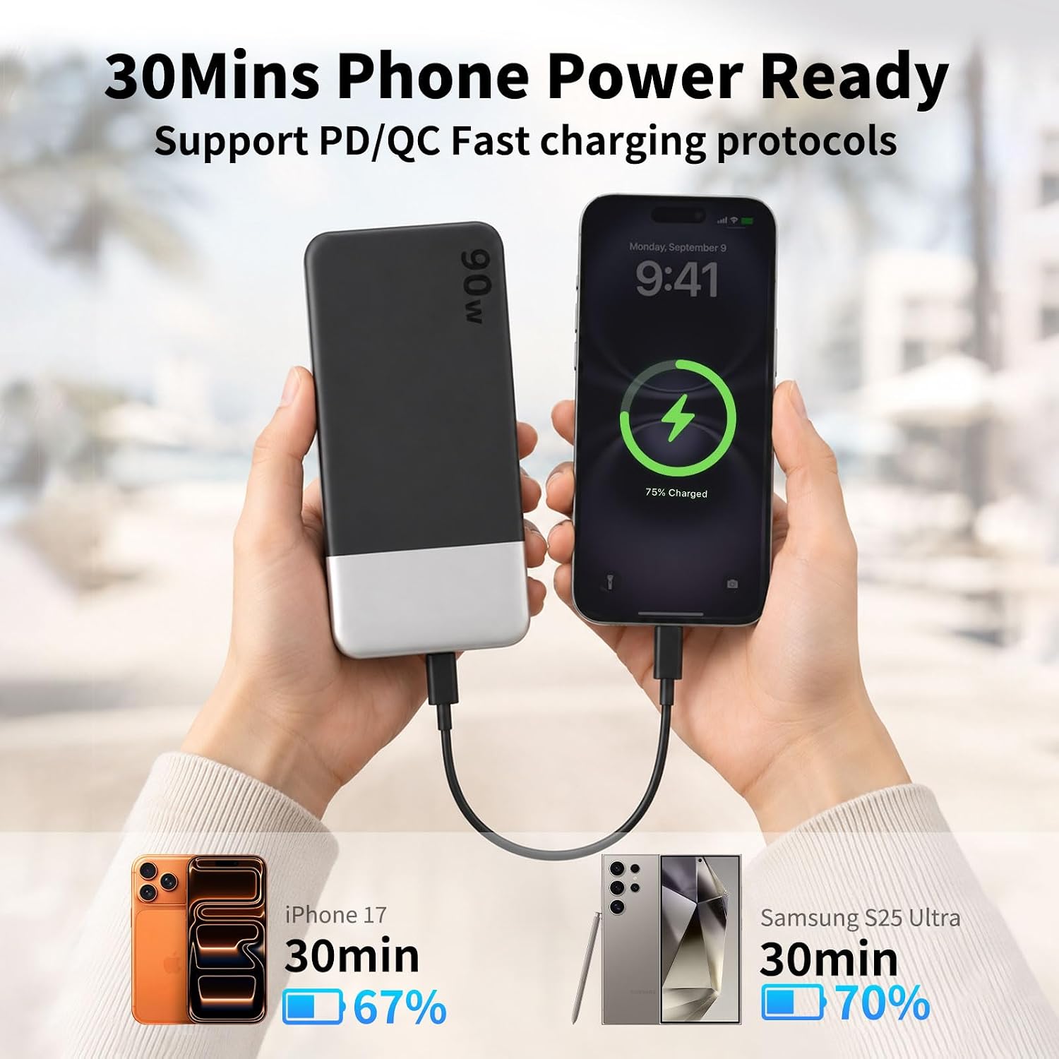 Detalle de NOBIS N2901 90W 20,000mAh Power Bank with 4 Ports and Digital Display