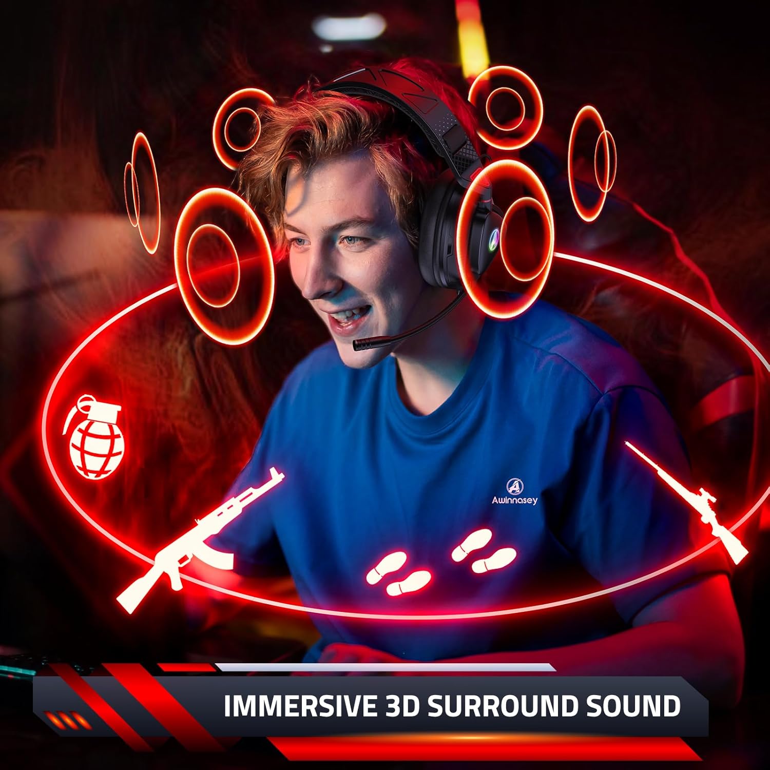 Thumbnail 2 de Awinnasey PH3 Gaming Headset Wireless