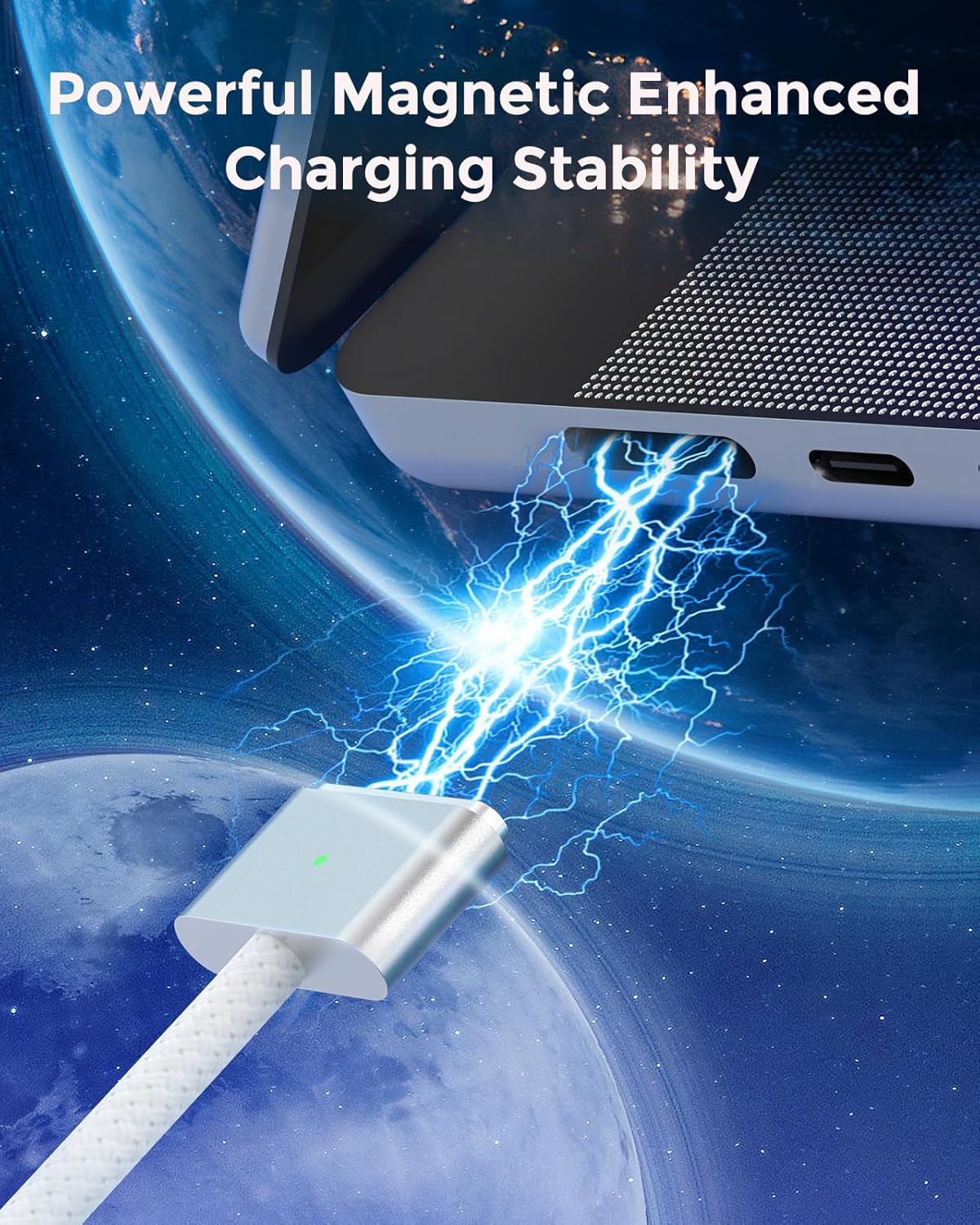 Thumbnail 3 de Magnetic USB-C to Magnetic 3 Charger Cable for MacBook Air 13.6/15 and Mac Pro 14/16 (Braided, LED) – 6.6ft (2-Pack)