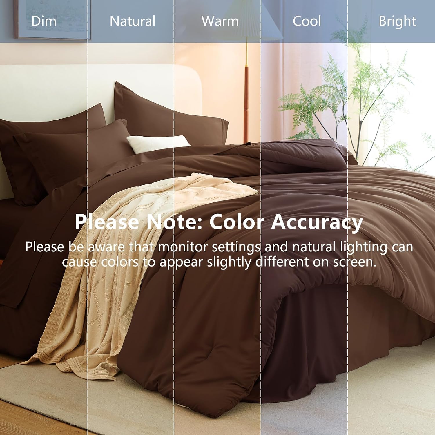 Thumbnail 6 de CozyLux CLUS26G80R1TX Twin XL Comforter Set, 5-Piece Brown Bedding