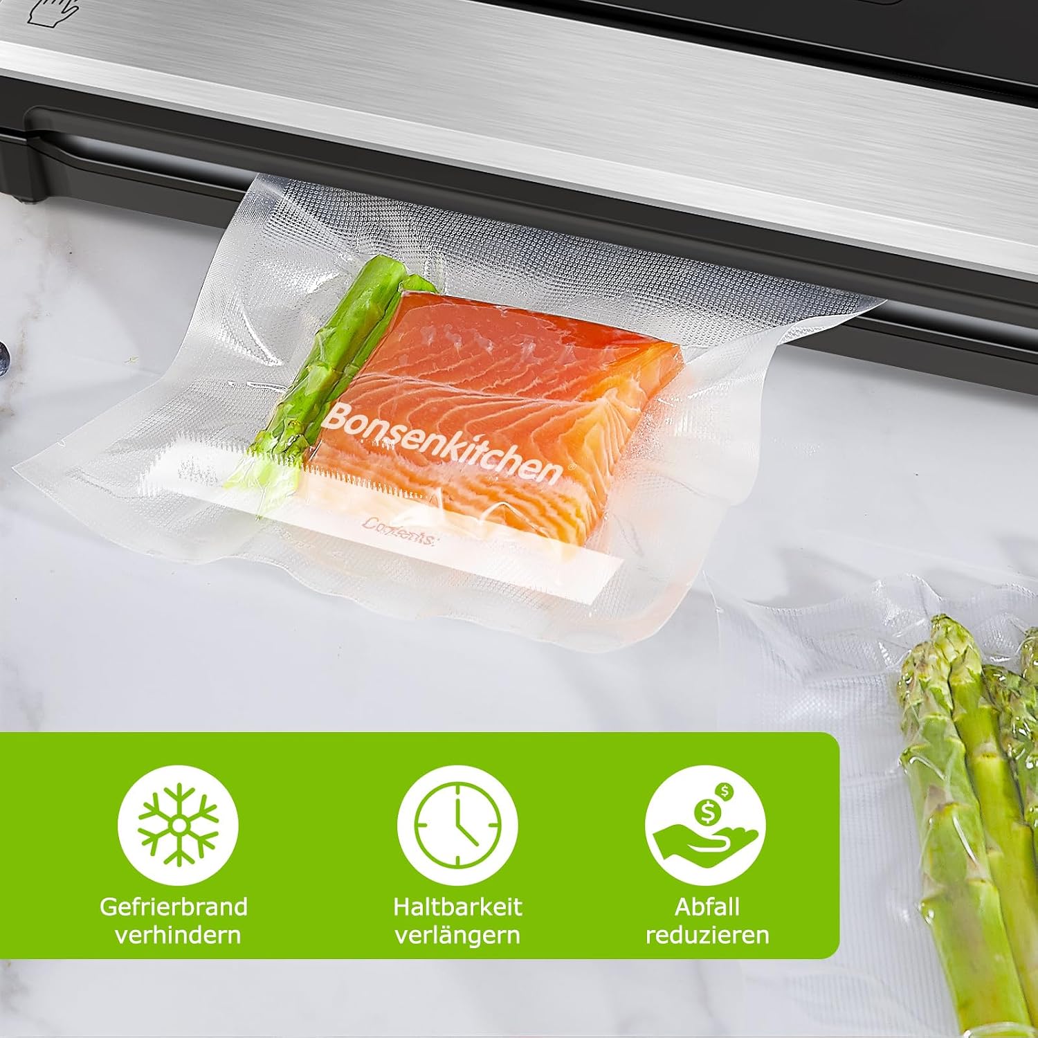 Detalle 2 de Bonsenkitchen Vakuumierbeutel 20x30 cm 200er Pack 🥩