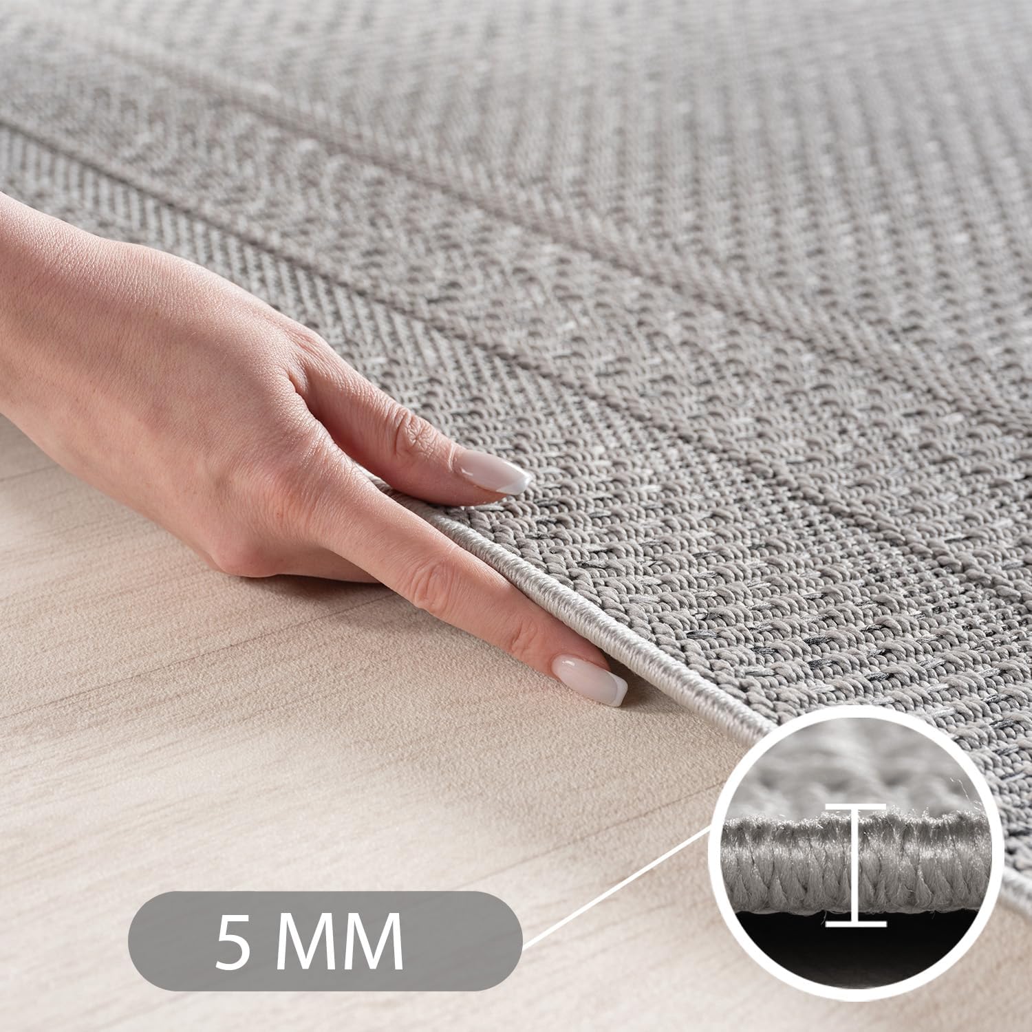Thumbnail 2 de SIMPEX Outdoor Teppich Grau 200x290 cm – Wetterfest, UV-beständig und pflegeleicht
