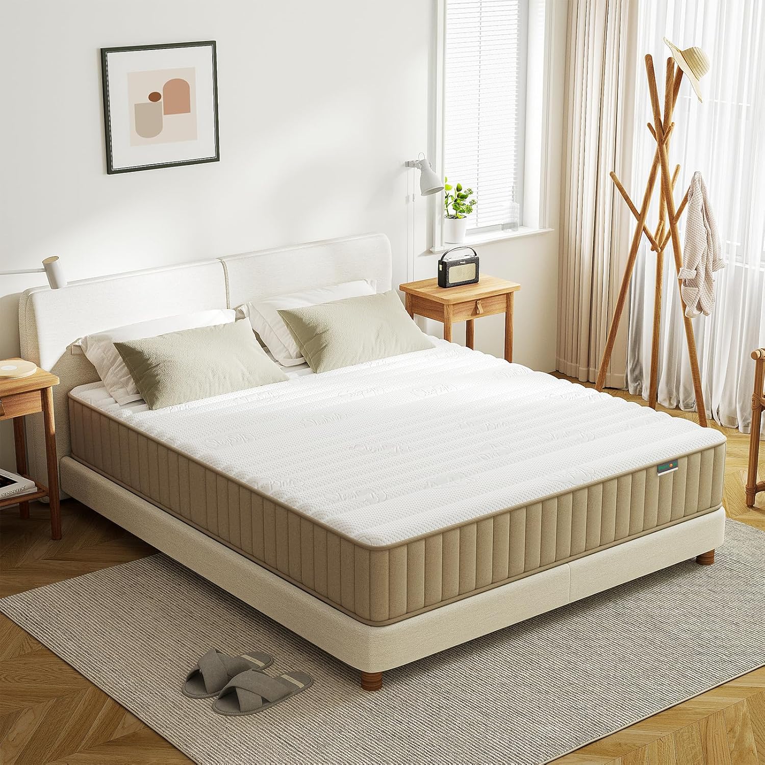 Detalle de PurrJoys Queen Mattress, 12-Inch Firm Hybrid with Memory Foam and Pocket Springs