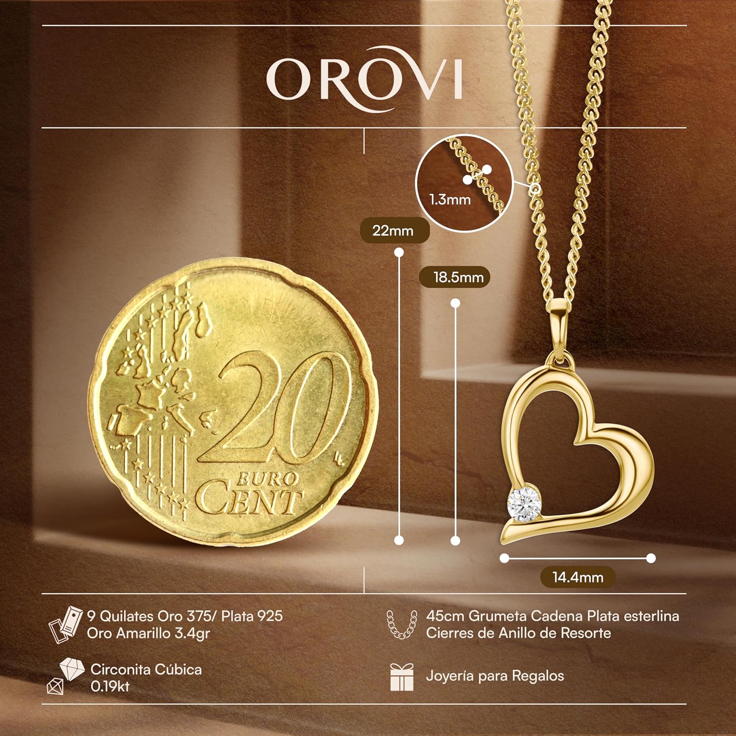 Detalle 2 de OROVI Collar plata con colgante corazón 0,19 ct