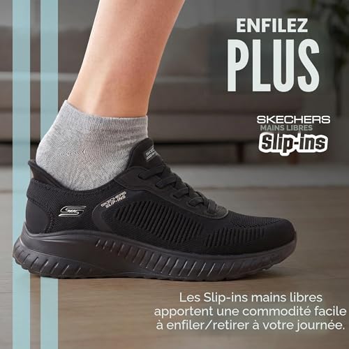 Detalle 2 de Skechers Femme Bobs Squad Chaos Current Muse Slip-In – ENTRAINEUSE Noire en textile, taille 39 EU