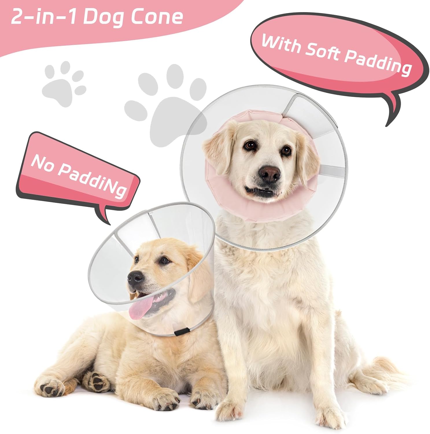 Detalle de Supet dog cone collar for anti licking, Pink