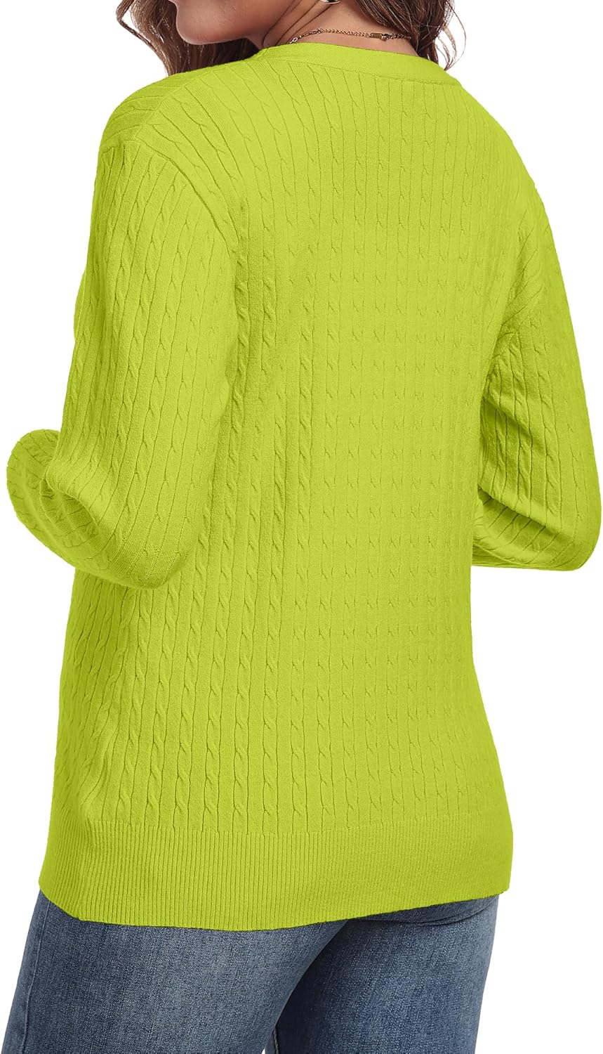 Thumbnail 4 de YUNDAI Women's Cable Knit V-Neck Cardigan