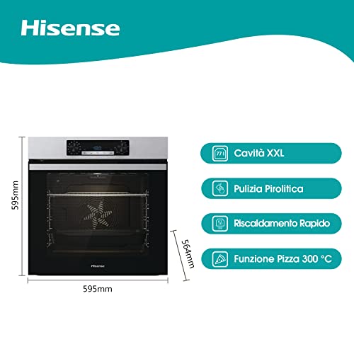 Detalle 2 de Forno da incasso multifunzione Hisense BI64211PX: cavità 77 L, pizza 300°C, pirolisi e AirFry
