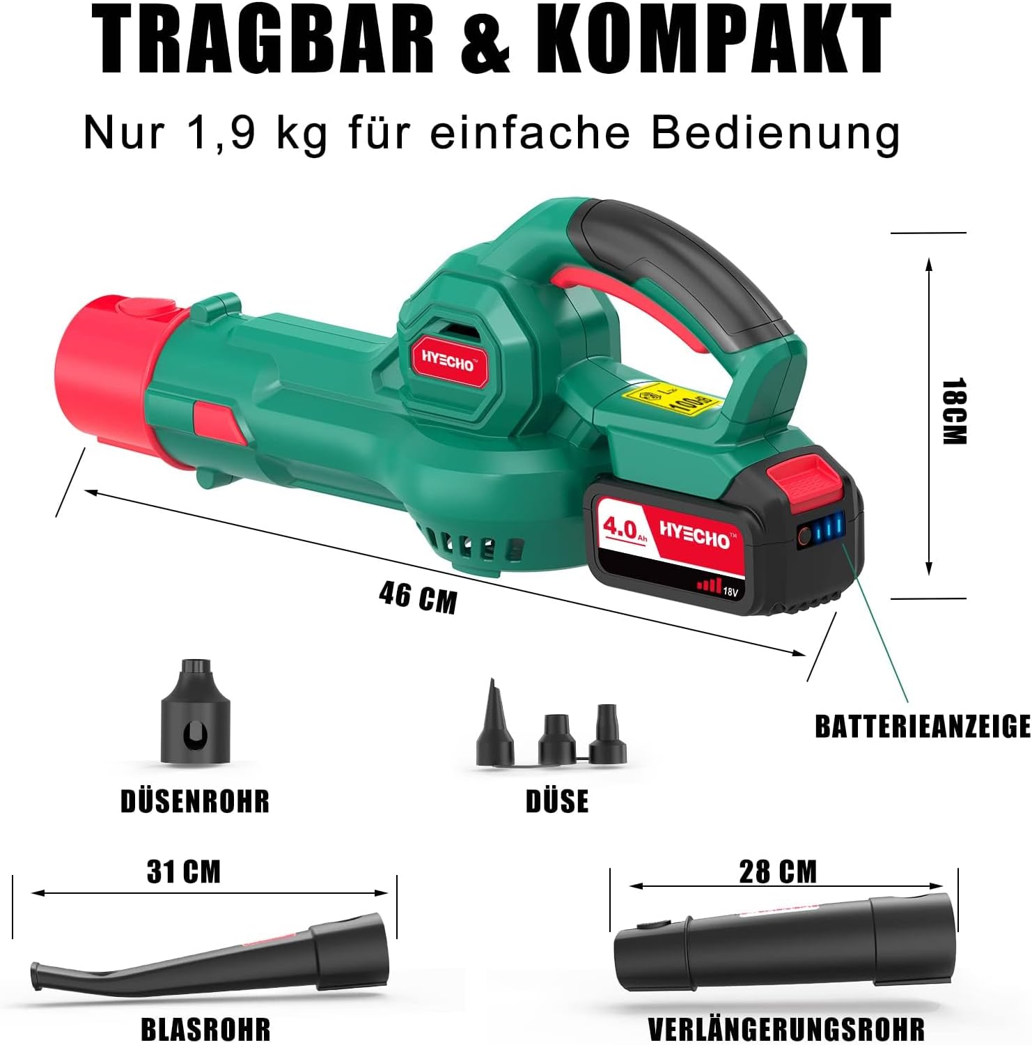 Detalle 2 de Soffiatore a Batteria HYECHO: versatilità e leggerezza per foglie, polvere e gonfiaggi