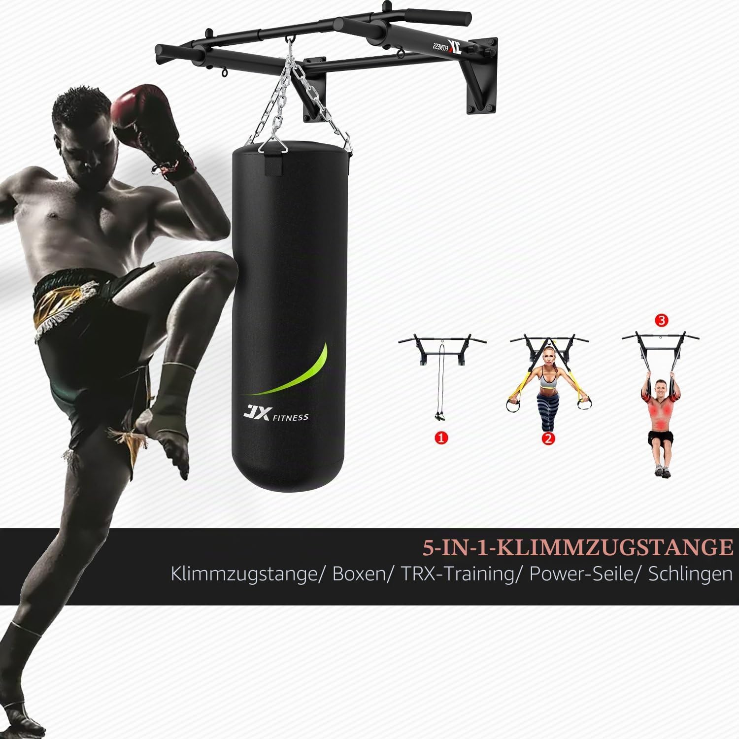 Detalle 2 de JX Fitness Klimmzugstange Wandmontage