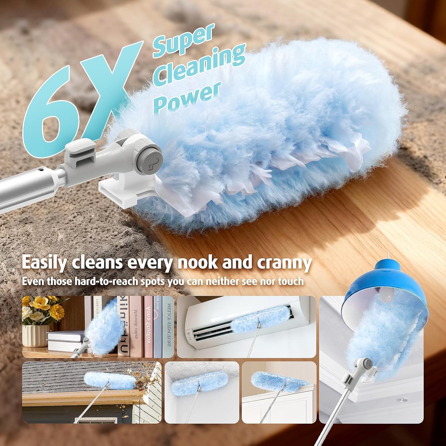 Detalle de AIR U+ 20 Refills Duster with 183cm Extendable Handle – 360° Double-Head Microfiber Duster