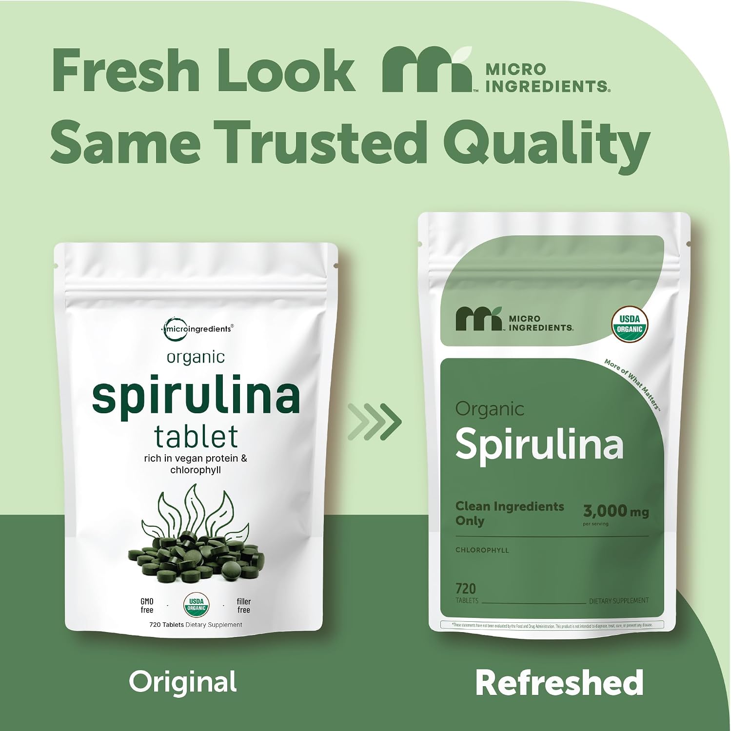 Detalle 2 de Micro Ingredients 4332489013 Organic Spirulina Tablets, 720 Count, Vegan Nutrients