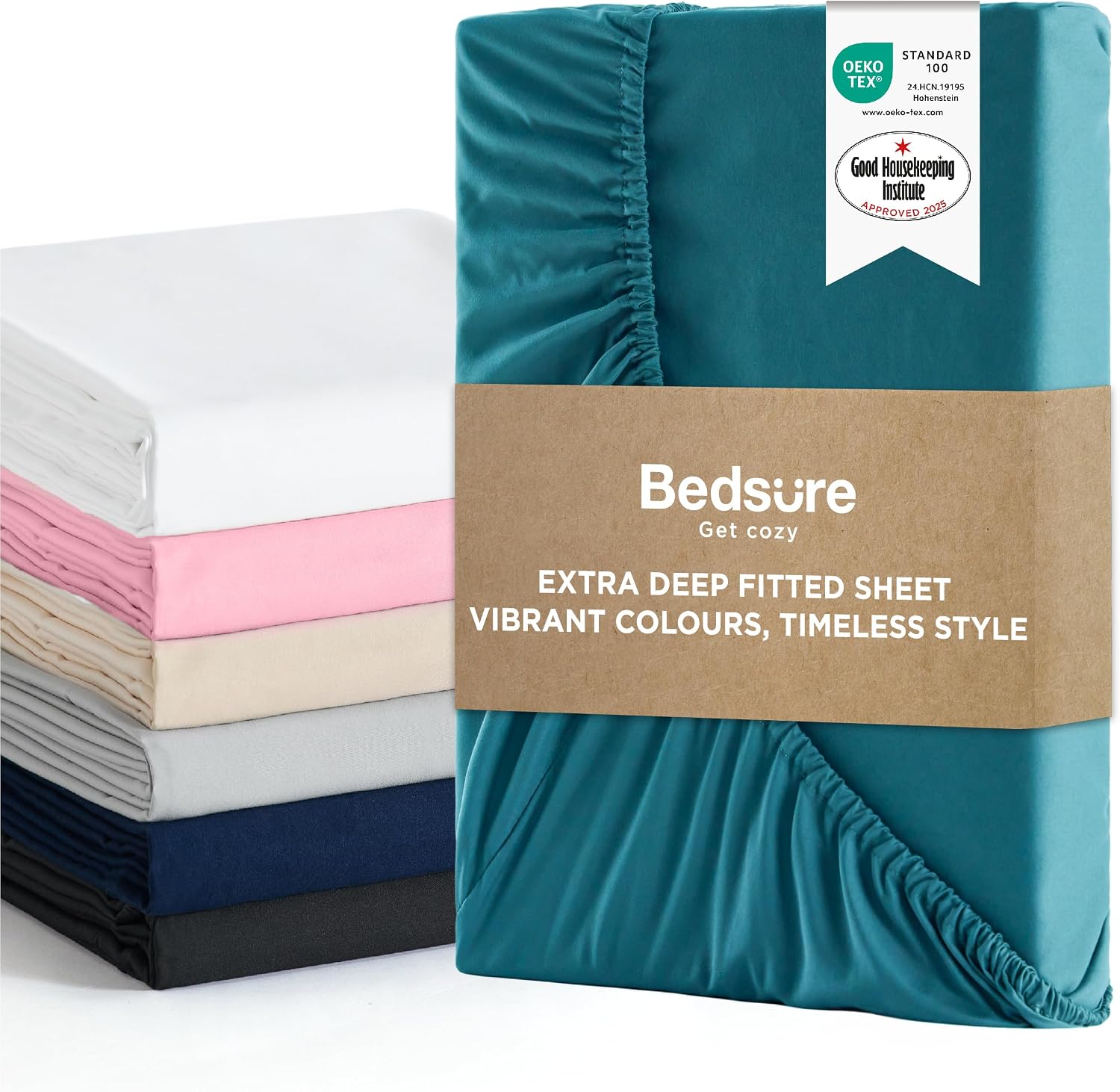 Detalle de Bedsure King Fitted Sheet Deep 16 inch pocket