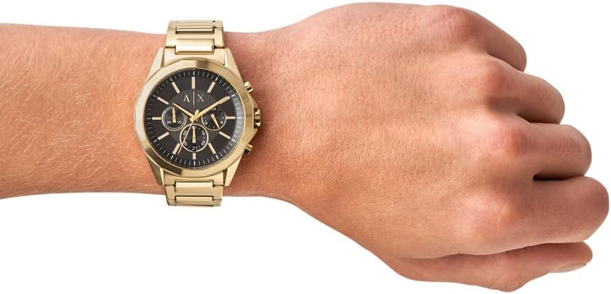 Detalle de Armani Exchange Goldfarbene Herrenuhr – Quarz-Chronograph, 44 mm Gehäuse, Edelstahlarmband