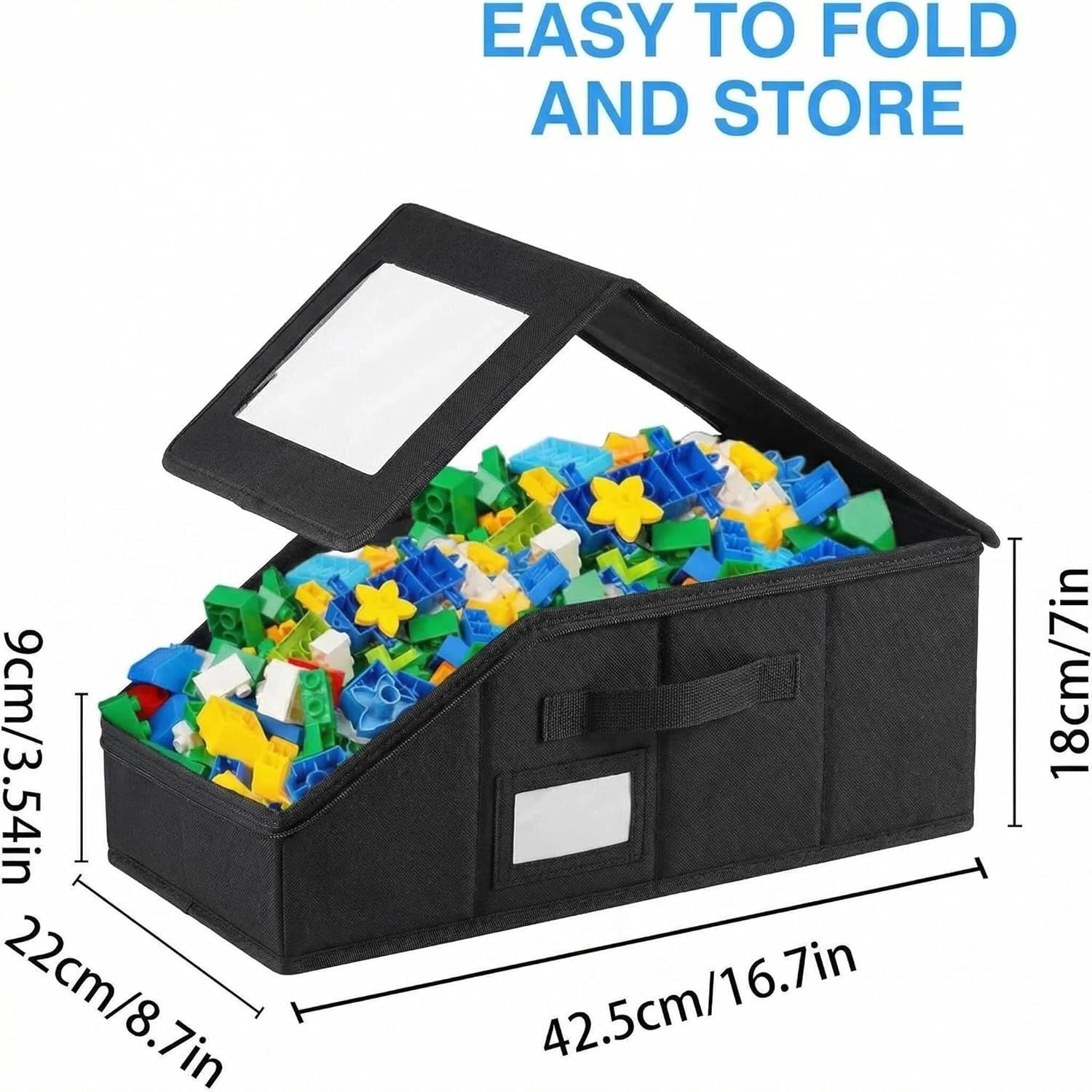 Thumbnail 1 de RZMAYIS Foldable Storage Organizer, 2-pack, Black (M) with Lid, Clear Window