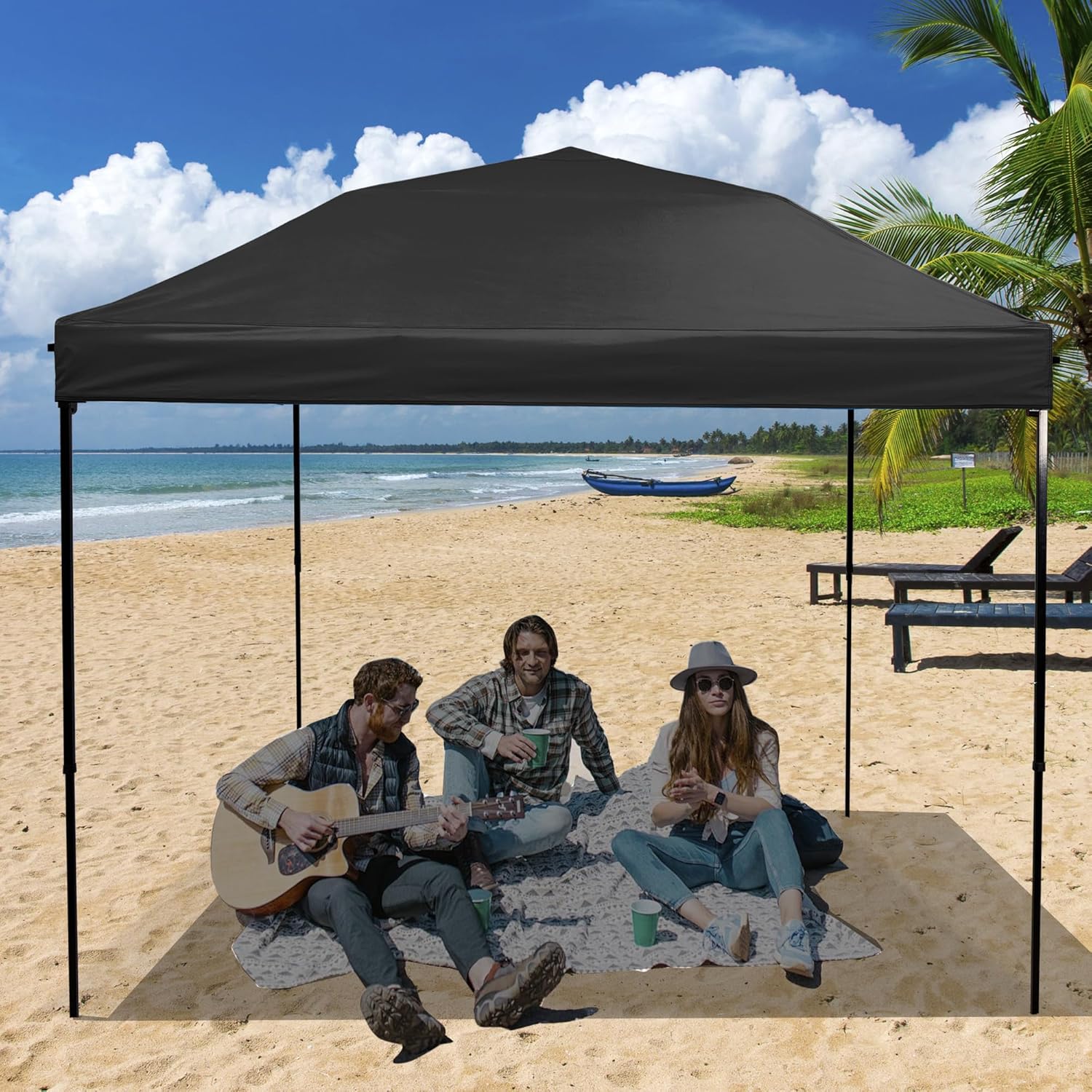 Thumbnail 6 de NINAT 10x10 ft Replacement Canopy Top, Black Polyester, Waterproof UV Protection