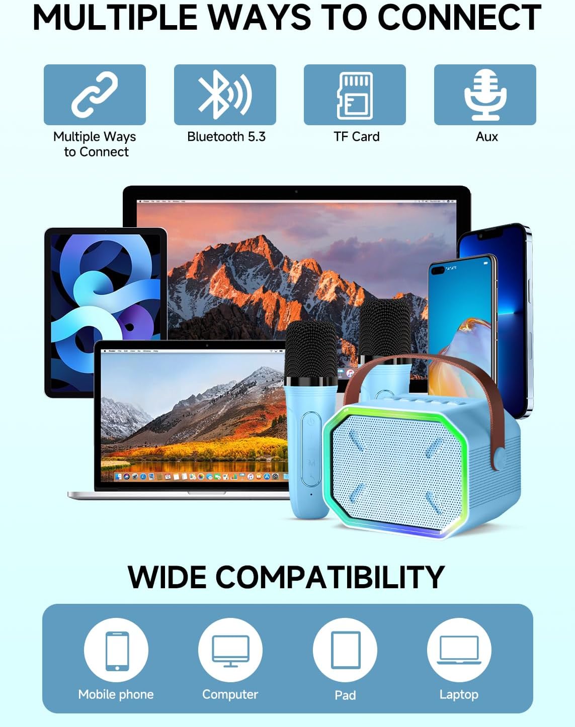 Thumbnail 6 de Caiord P3 Kids Karaoke Machine with 2 Wireless Microphones and Bluetooth 5.3