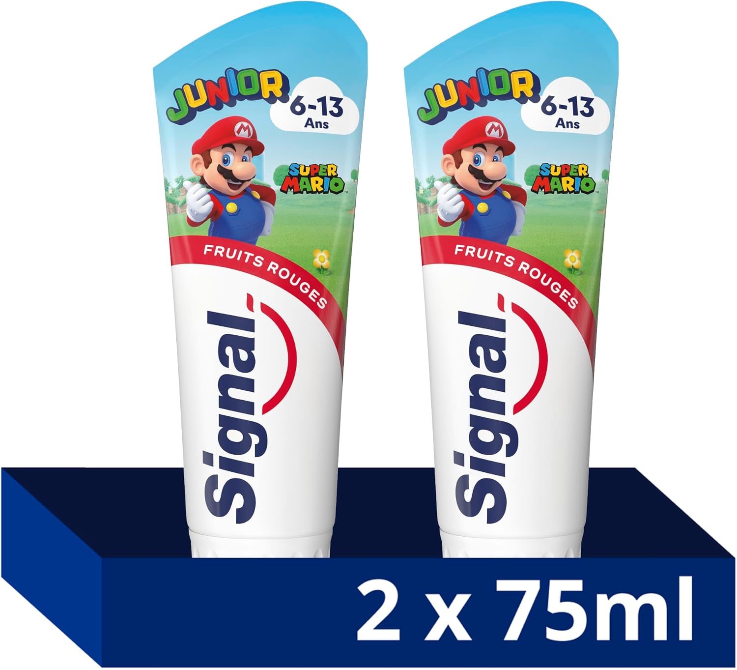 Detalle de Signal Junior Super Mario tandkräm med smak av röda frukter, 6–13 år, 2 × 75 ml