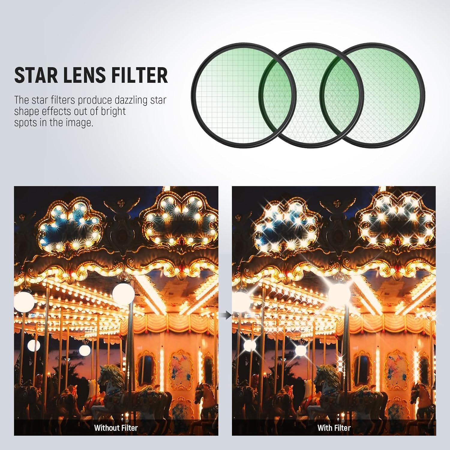 Thumbnail 2 de NEEWER 40.5mm Star Filters Cross Screen Set