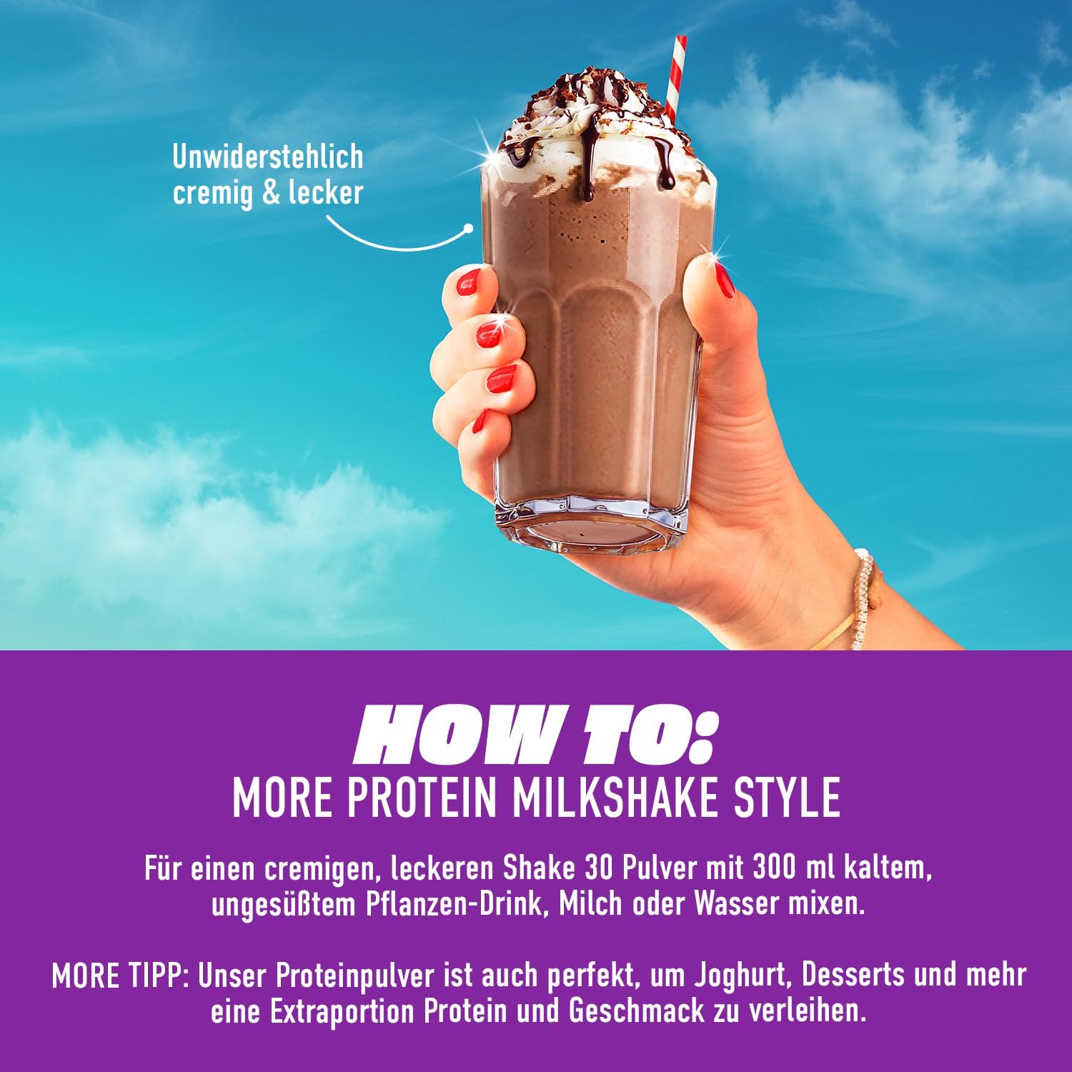 Detalle de MORE Protein Milkshake Neutral 750 g – Mix aus Whey Konzentrat und Casein