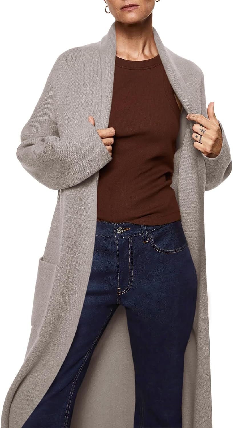 Detalle 2 de Long Sleeve Maxi Cardigan Oversized 1 Pocketed Sweater Coat