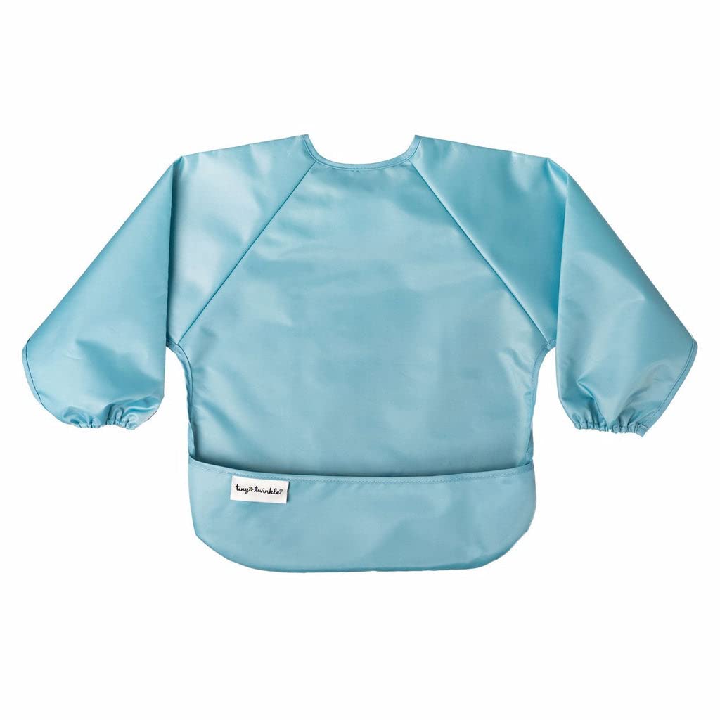 Detalle de Tiny Twinkle Long Sleeve Bib, 2-Pack Waterproof Smock, Slate Olive, 6–24M