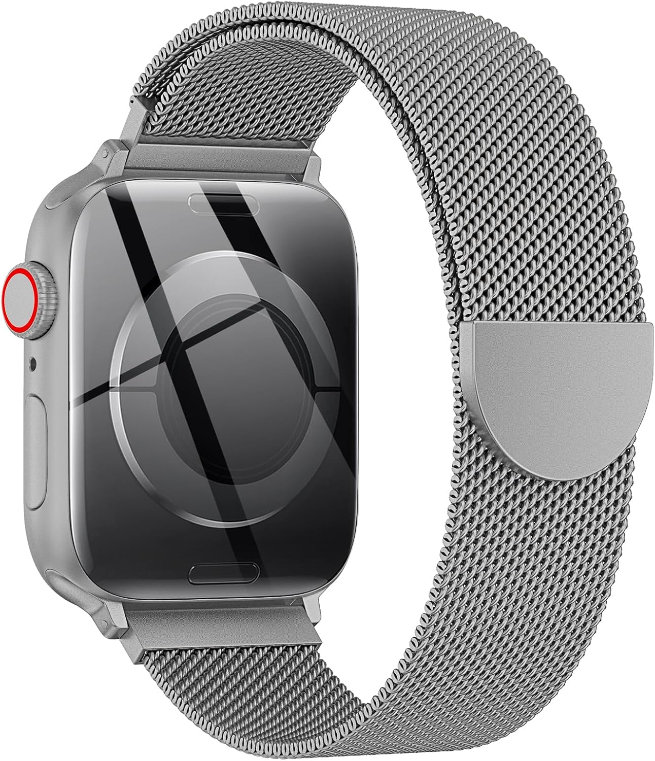OULUOQI Cinturino di ricambio in acciaio inox per Apple Watch: stile milanese e magnetico