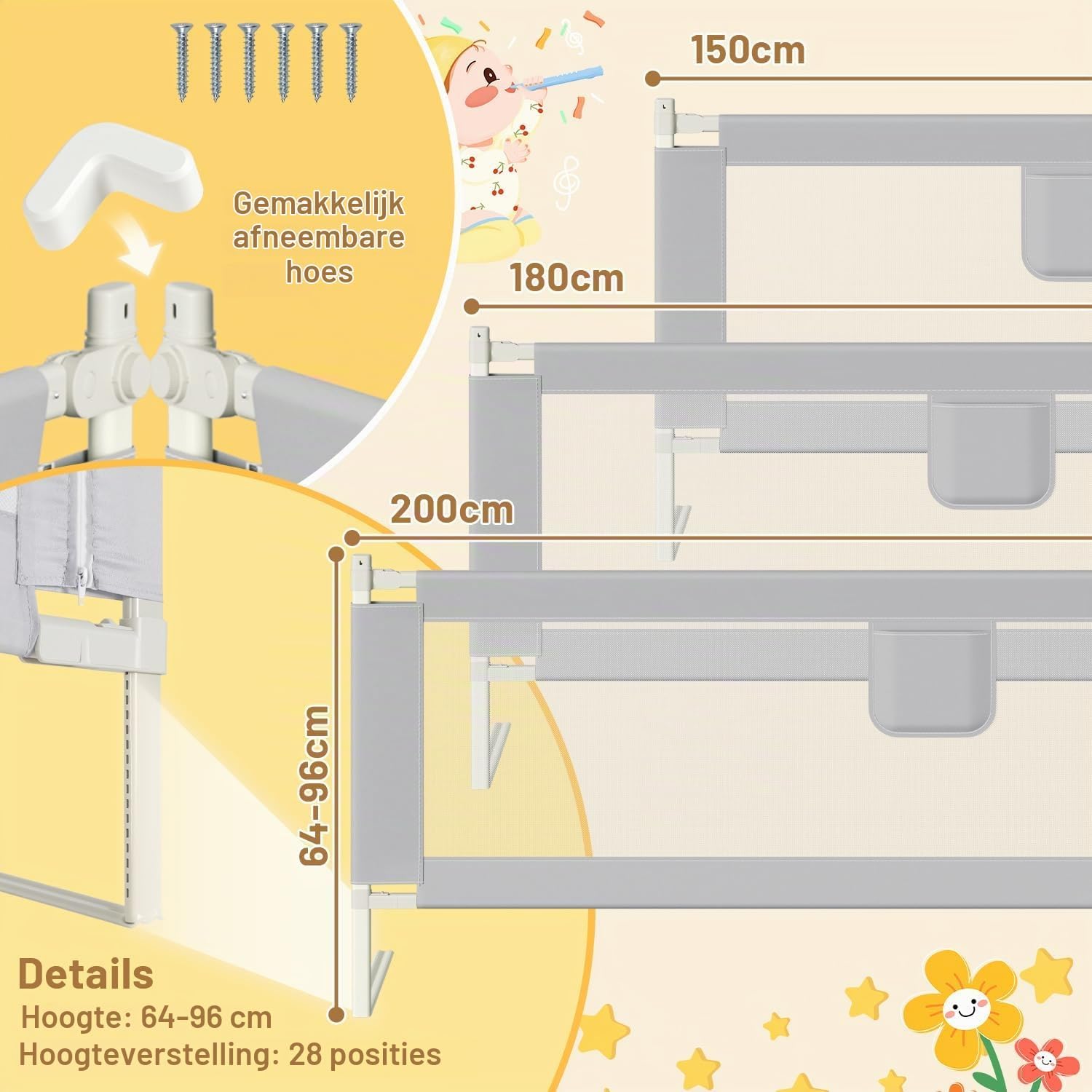 Thumbnail 6 de Ikodm THW-11657*2 11656*1-B1c bedhekset, 3 delen, 64–96 cm