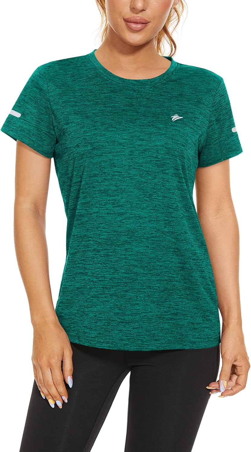 Thumbnail 1 de KEFITEVD Melange Sportshirt Damen Kurzarm mit Reflexstreifen – atmungsaktives Stretch Funktionsshirt (Regular Fit)