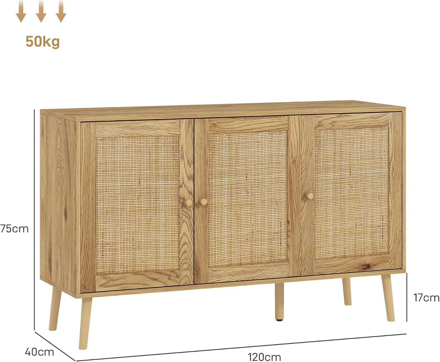 Thumbnail 6 de HOMCOM Buffet Salon bois naturel 120 x 40 x 75 cm