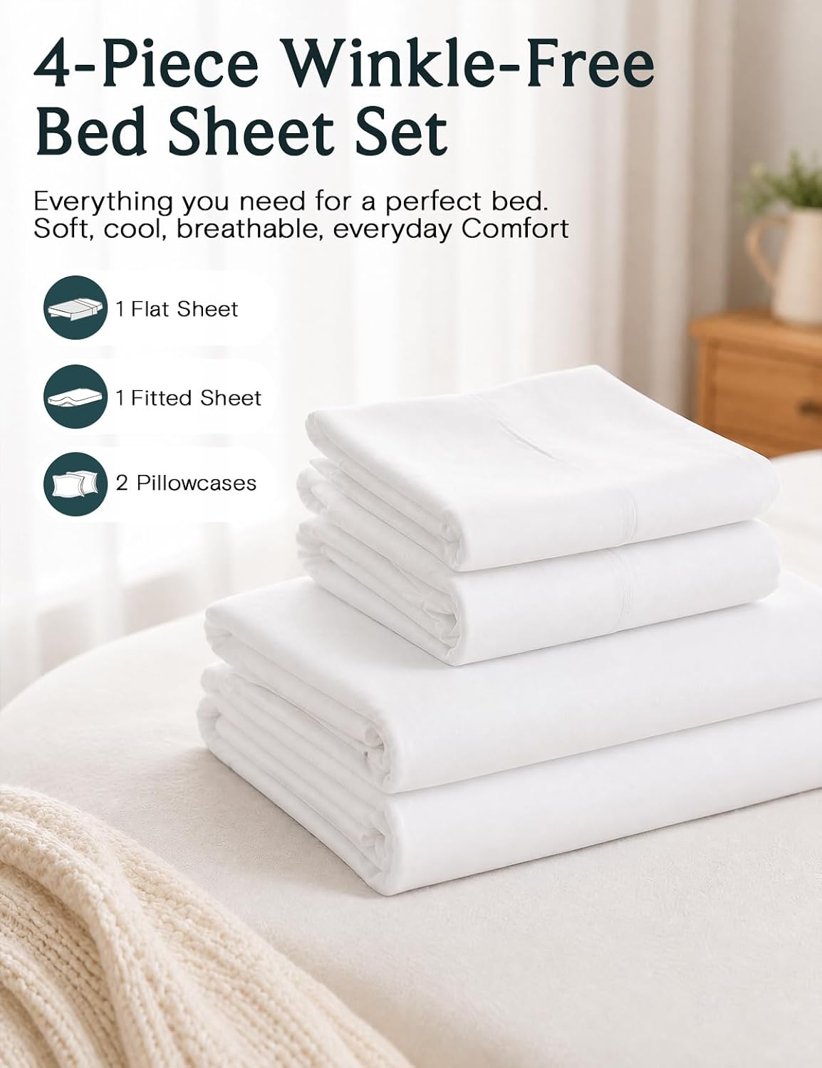 Thumbnail 5 de LuxClub 4 PC King Sheet Set 4-piece Bed Sheets