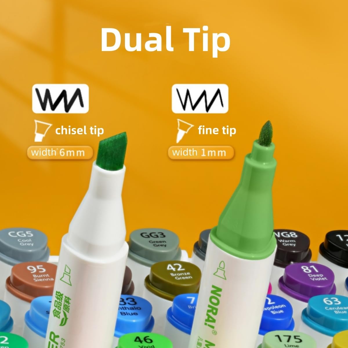 Thumbnail 5 de SKYGLORY 60-Colour Washable Art Marker Set (Dual Nib) – Water-Based Felt Tip Pens for Beginners