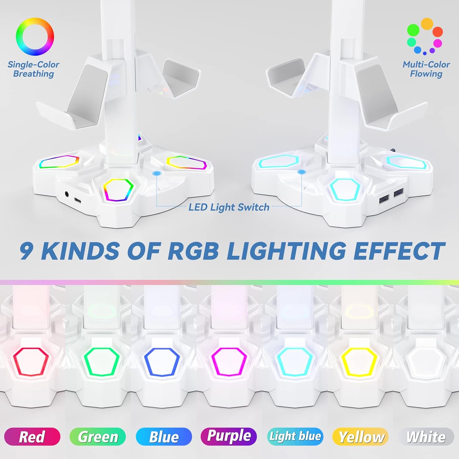 Detalle de KDD Gaming Headphones Stand with 2 USB ports