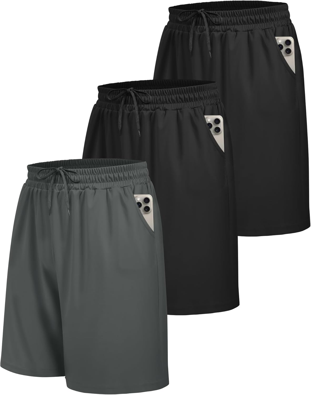Thumbnail 5 de BOOJO 3er Pack Sporthose Herren Kurz – Mit großen Taschen, schnell trocknend, 4-Wege-Stretch