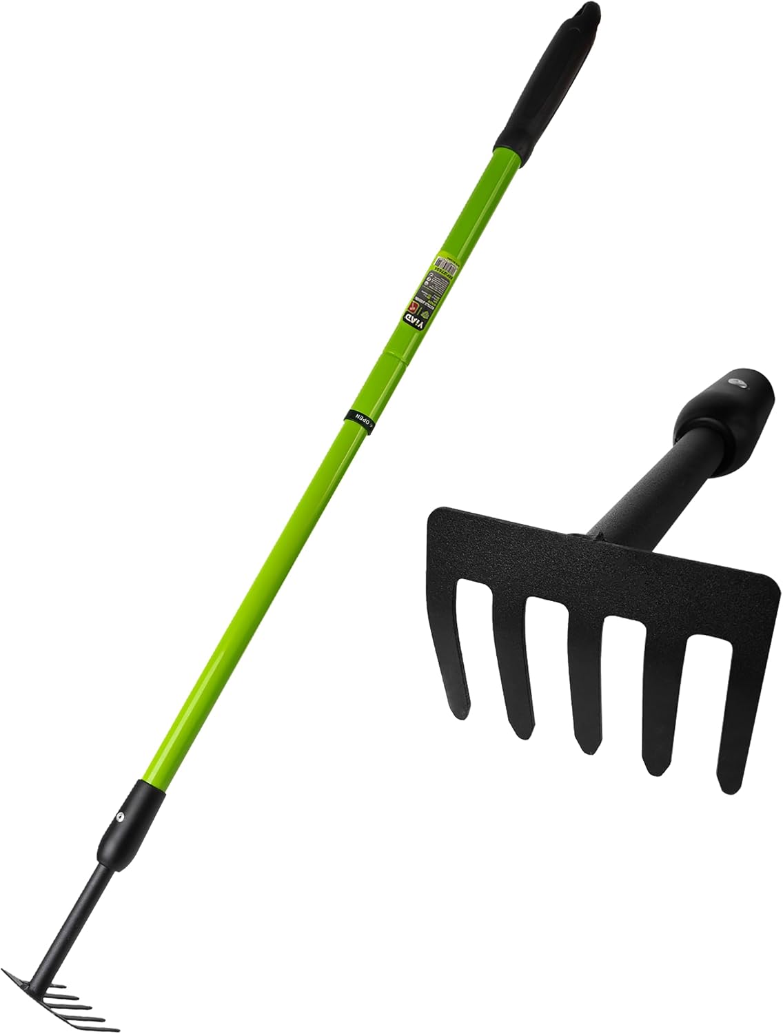 Detalle de YIAD DRAGON HORSE 27655 Small Garden Rake, 5-Tine Steel Head, Telescopic Handle