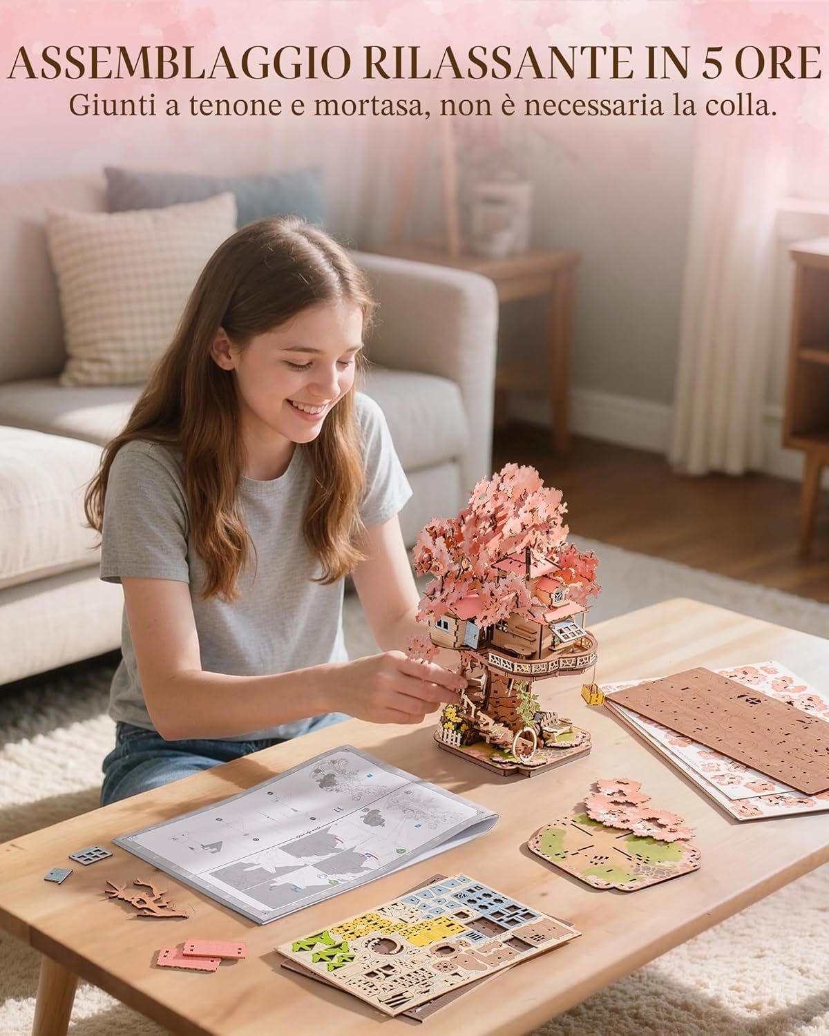 Thumbnail 5 de Rolife Casa sull'albero Sakura kit puzzle 3D in legno 🧩