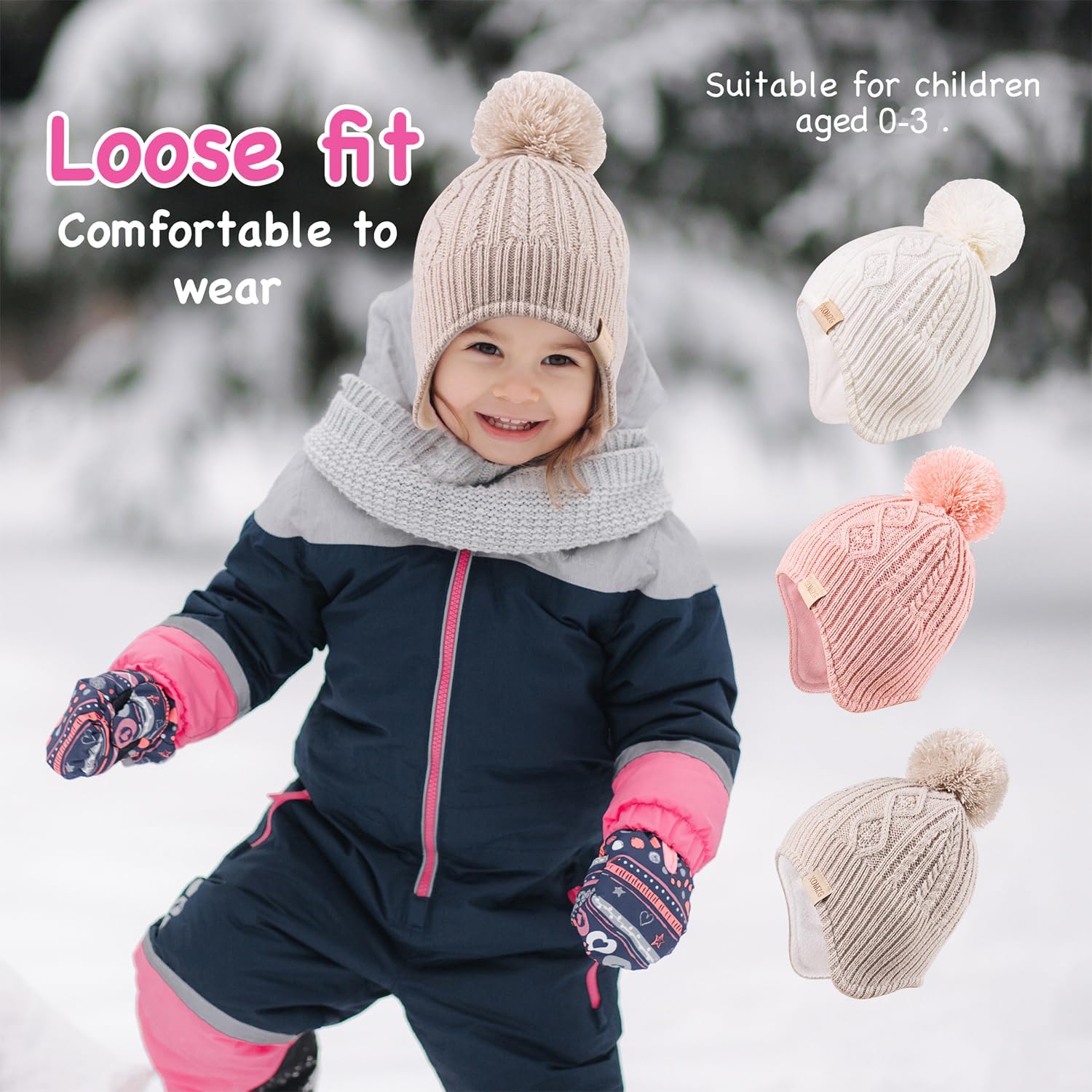 Detalle 1 de Baby Beanie Hat and Scarf Set, 0–36 Months