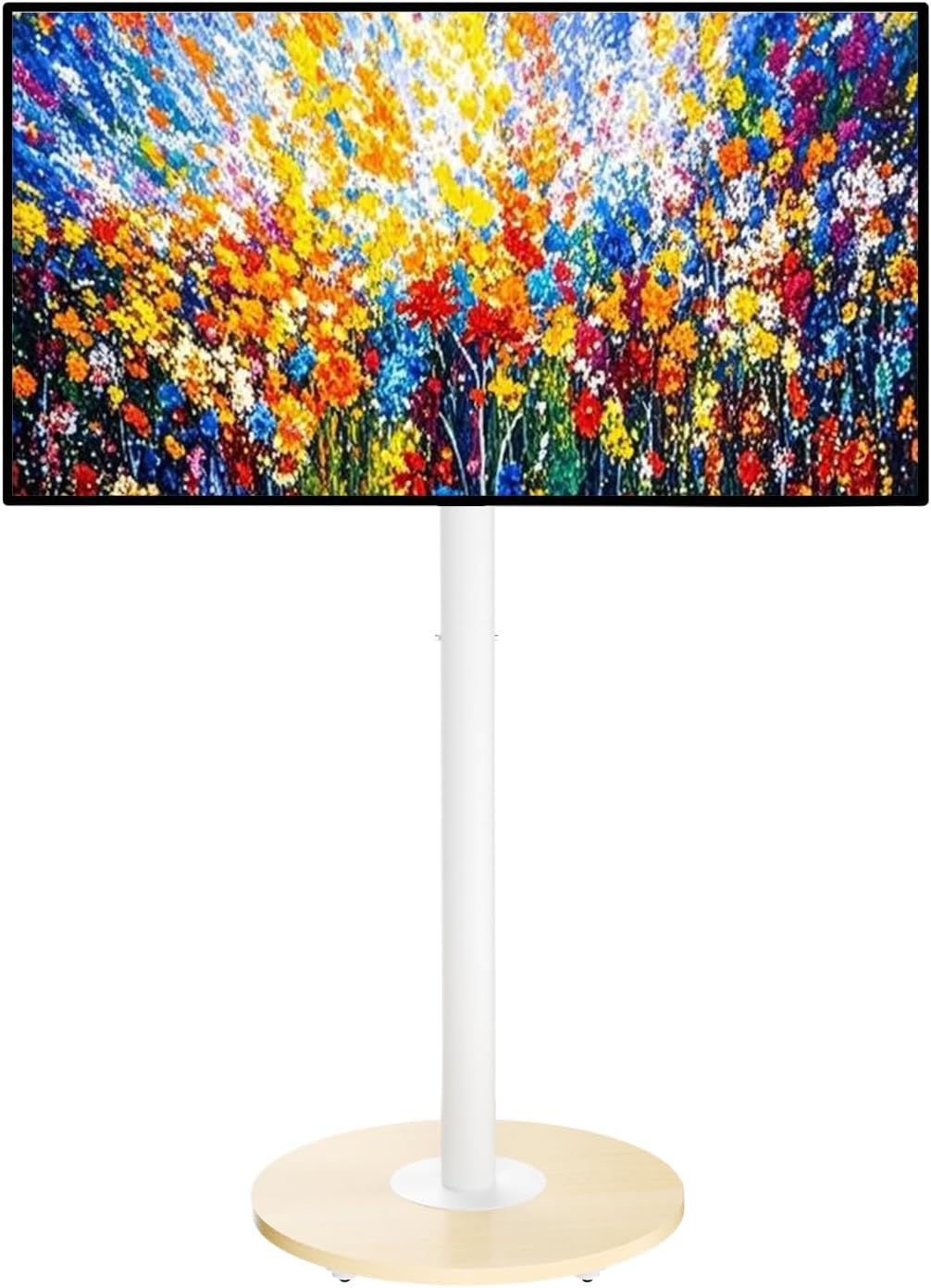 Detalle de unho TV Standfuss Höhenverstellbar – Stabiler Mobilständer für 40–75 Zoll, VESA 600x400, max. 50 kg, Weiß