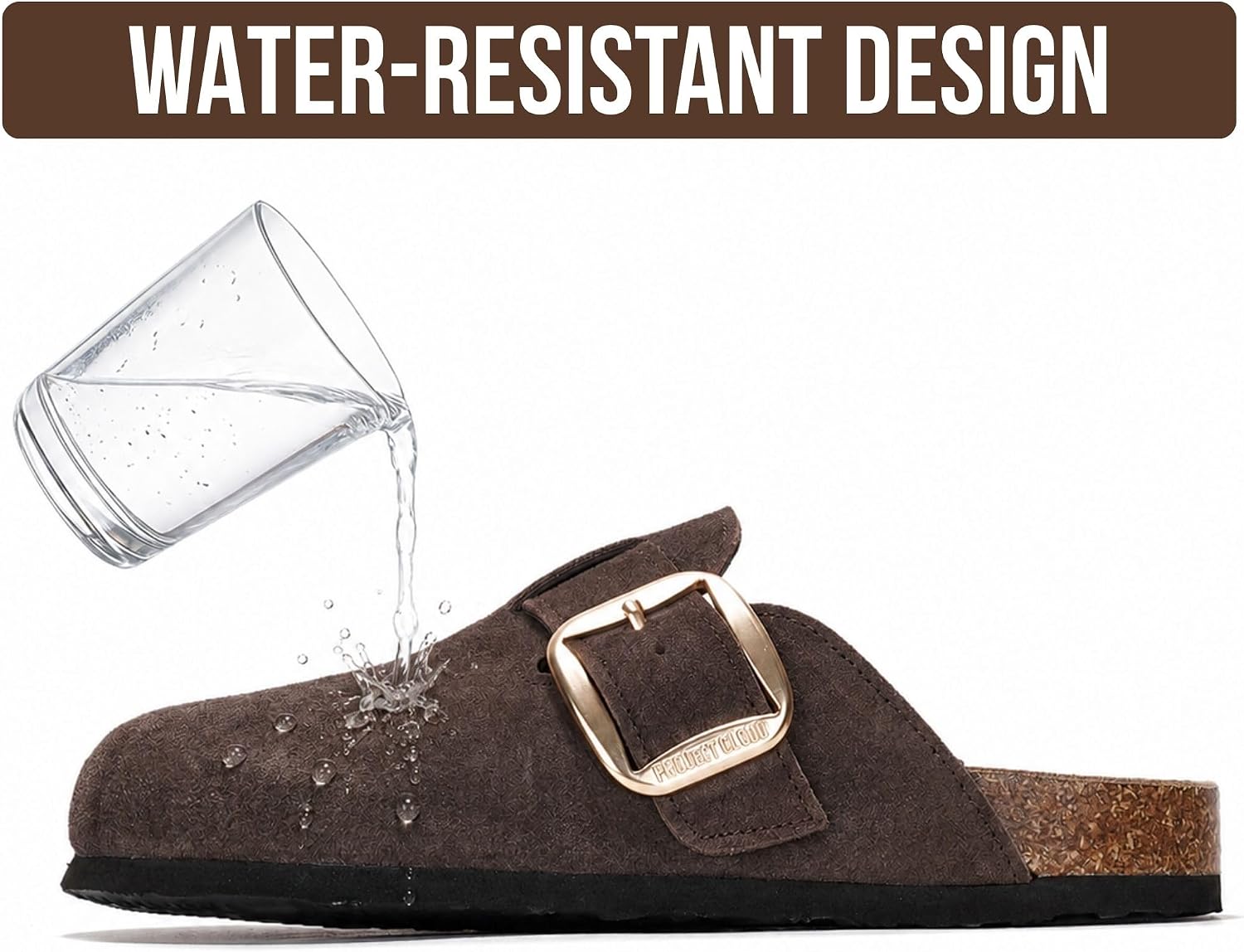 Detalle de Project Cloud Manchester Leather Clogs for Women with Memory Foam and Water-Resistant Upper
