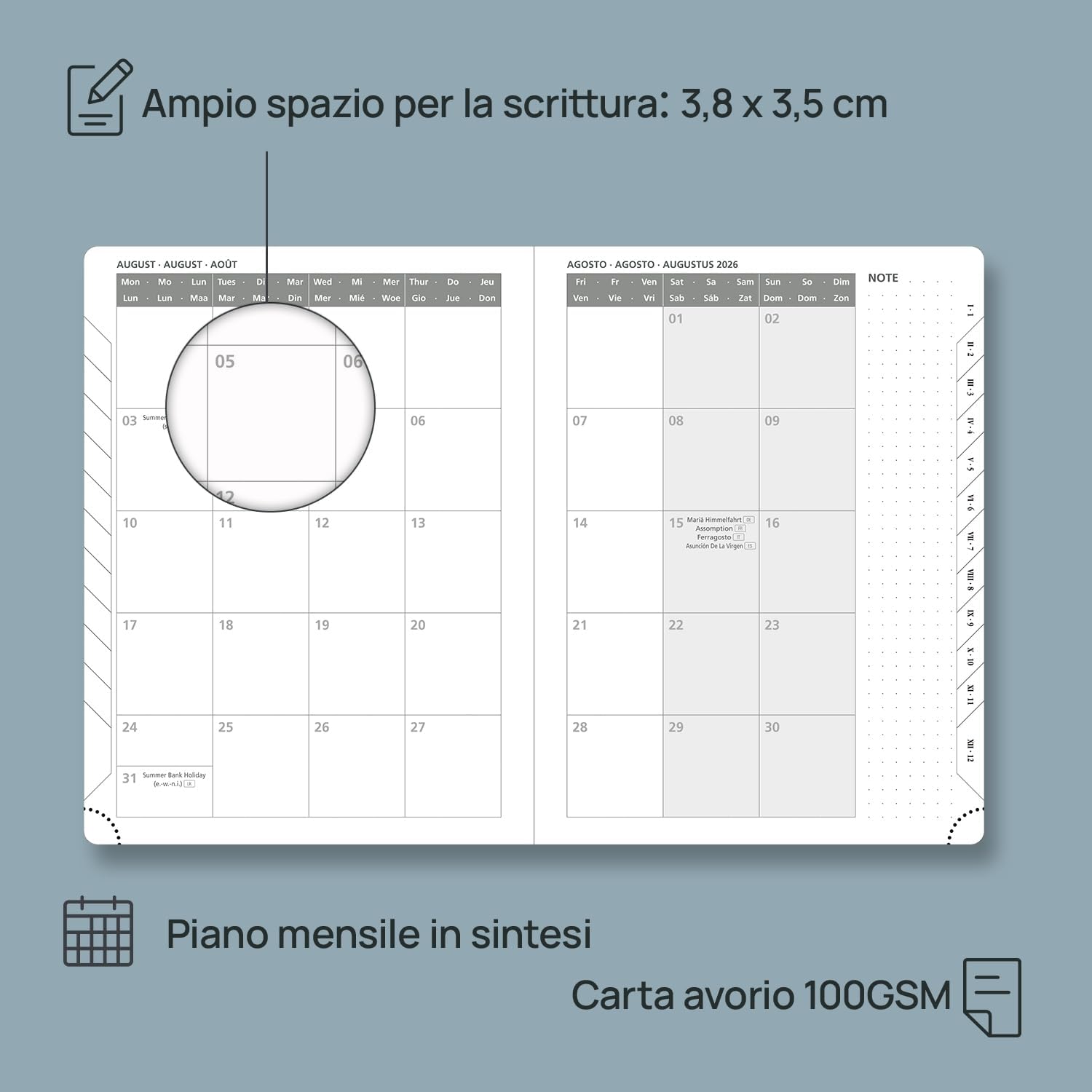 Detalle 2 de POPRUN Agenda Settimanale 2026 Verticale 26,5 x 21,5 cm