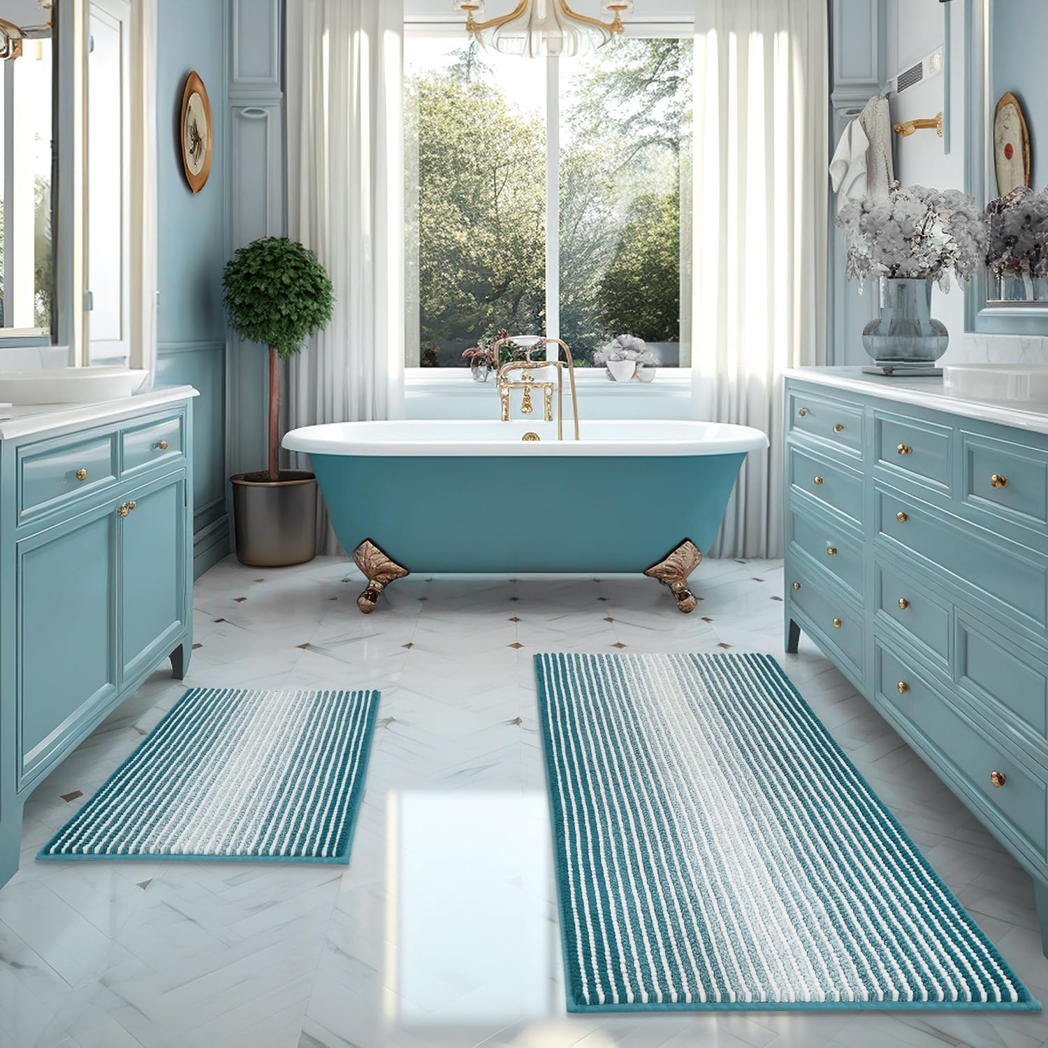Detalle de BSICPRO Bathroom Rugs Set 20" x 47"