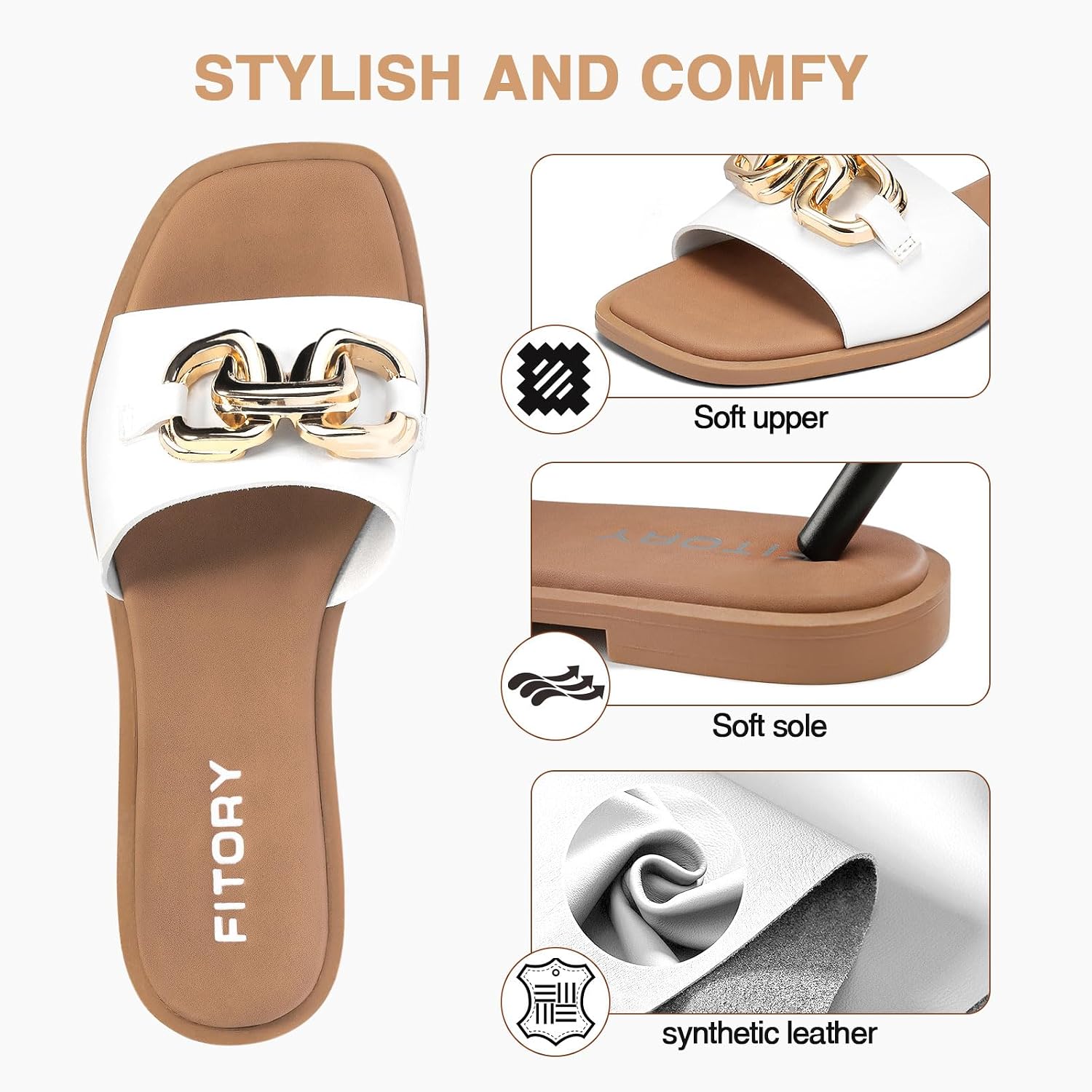 Detalle de FITORY Flat Sandals Slide, Size 6-11